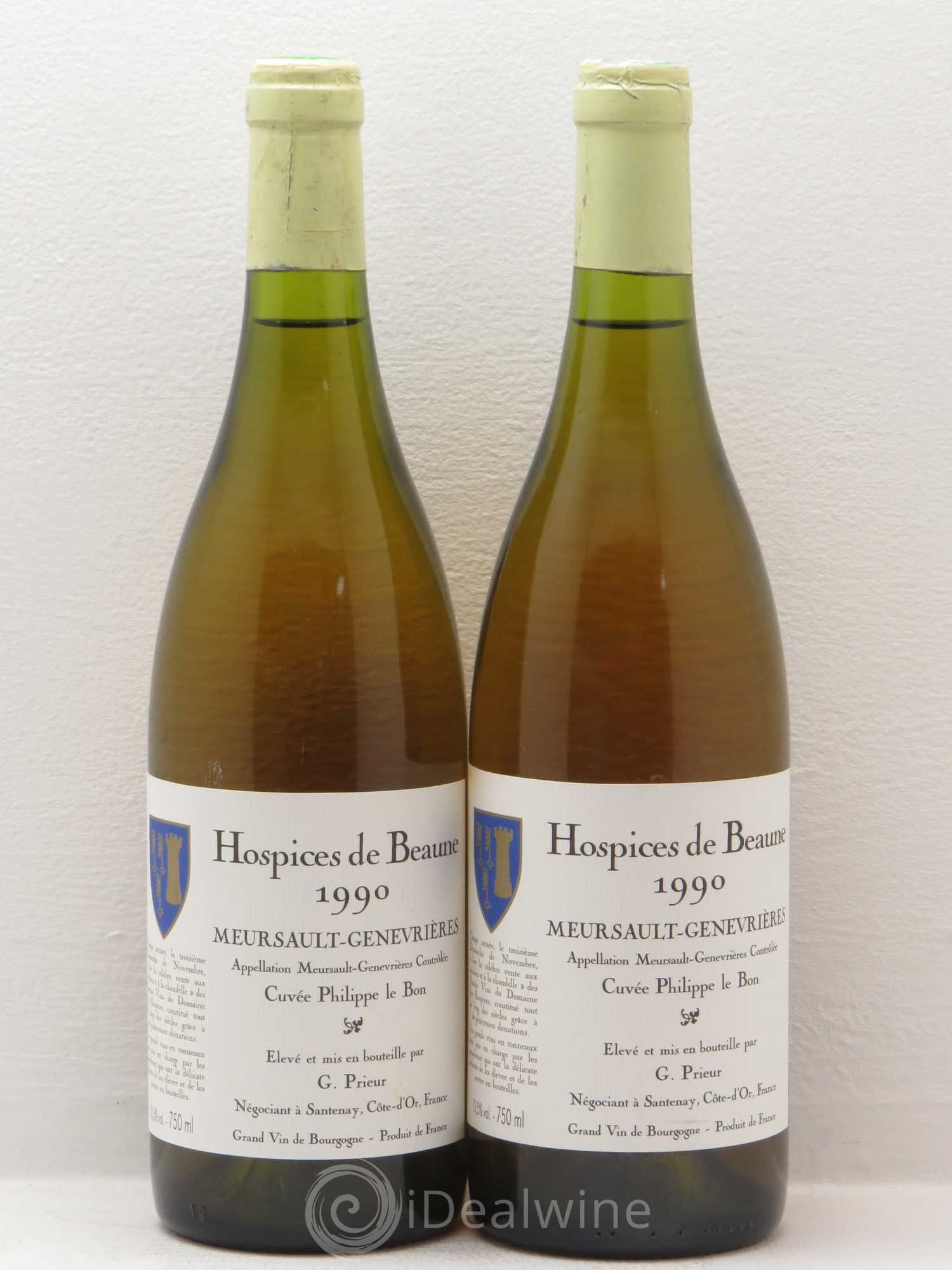 Meursault 1er Cru Cuvée Philippe Le Bon Hospices de Beaune G Prieur 1990 - Posten von 2 Flaschen - 0
