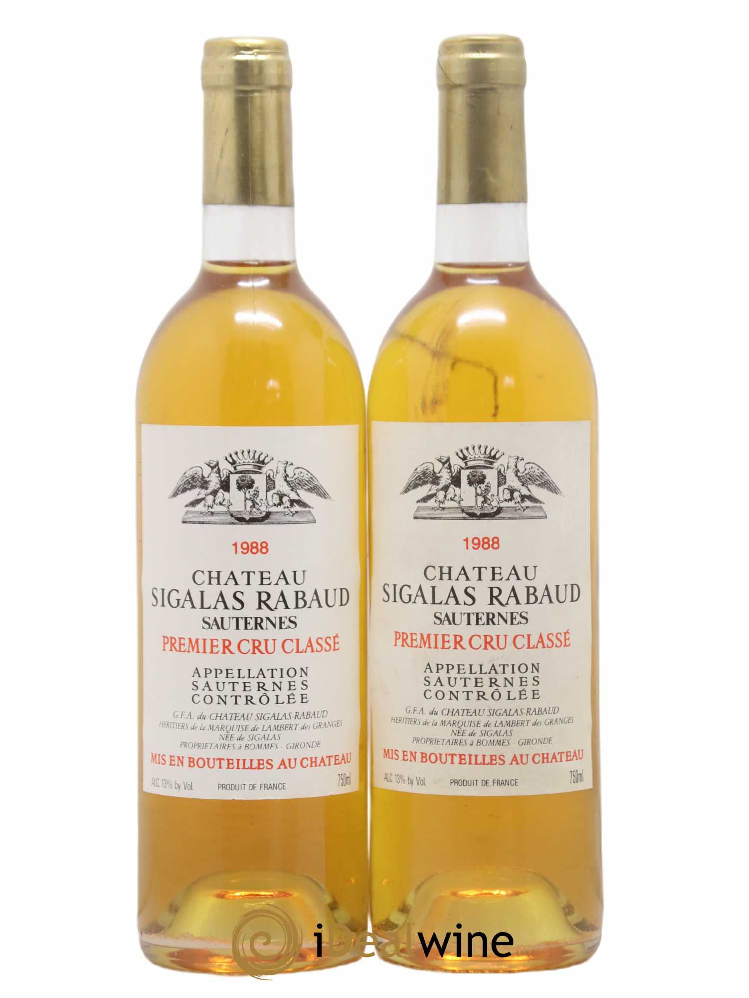 Château Sigalas Rabaud 1er Grand Cru Classé 1988 - Lot de 2 bouteilles - 0