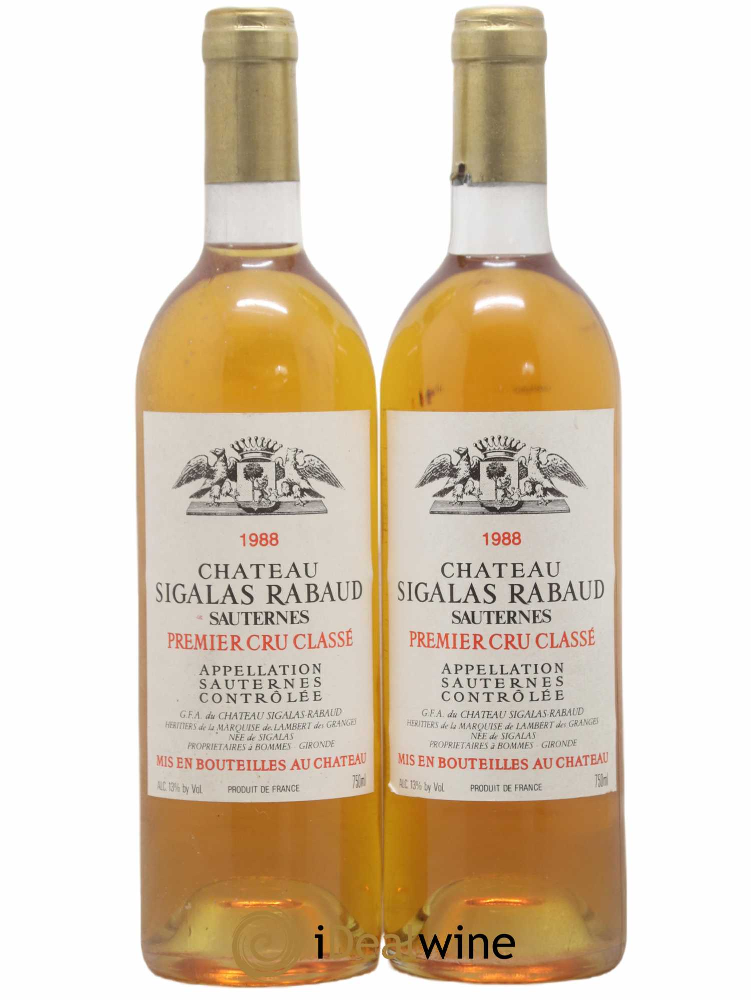 Château Sigalas Rabaud 1er Grand Cru Classé 1988 - Lotto di 2 bottiglie - 0