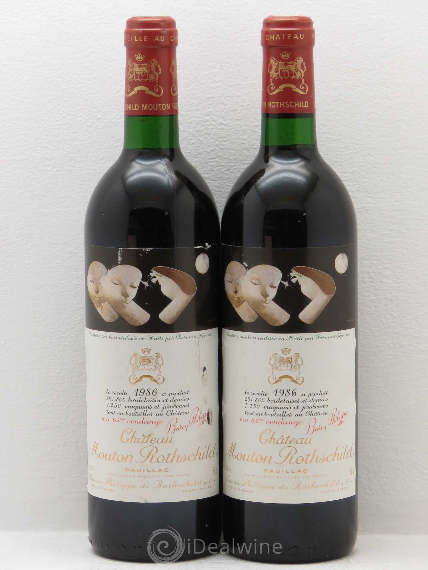 Château Mouton Rothschild 1er Grand Cru Classé 1986 - Lot de 2 bouteilles - 0