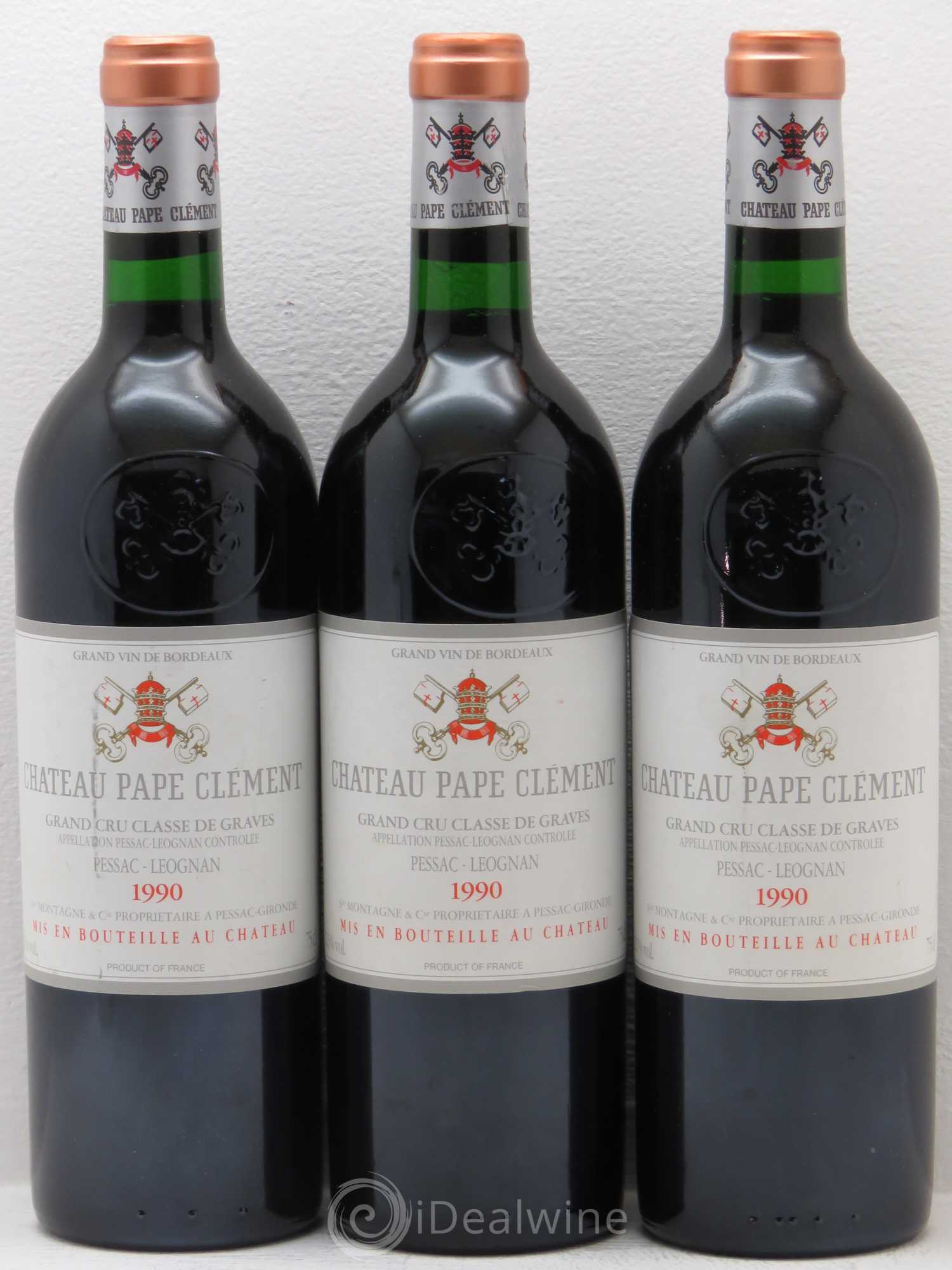 Château Pape Clément Cru Classé de Graves 1990 - Lot de 3 bouteilles - 0