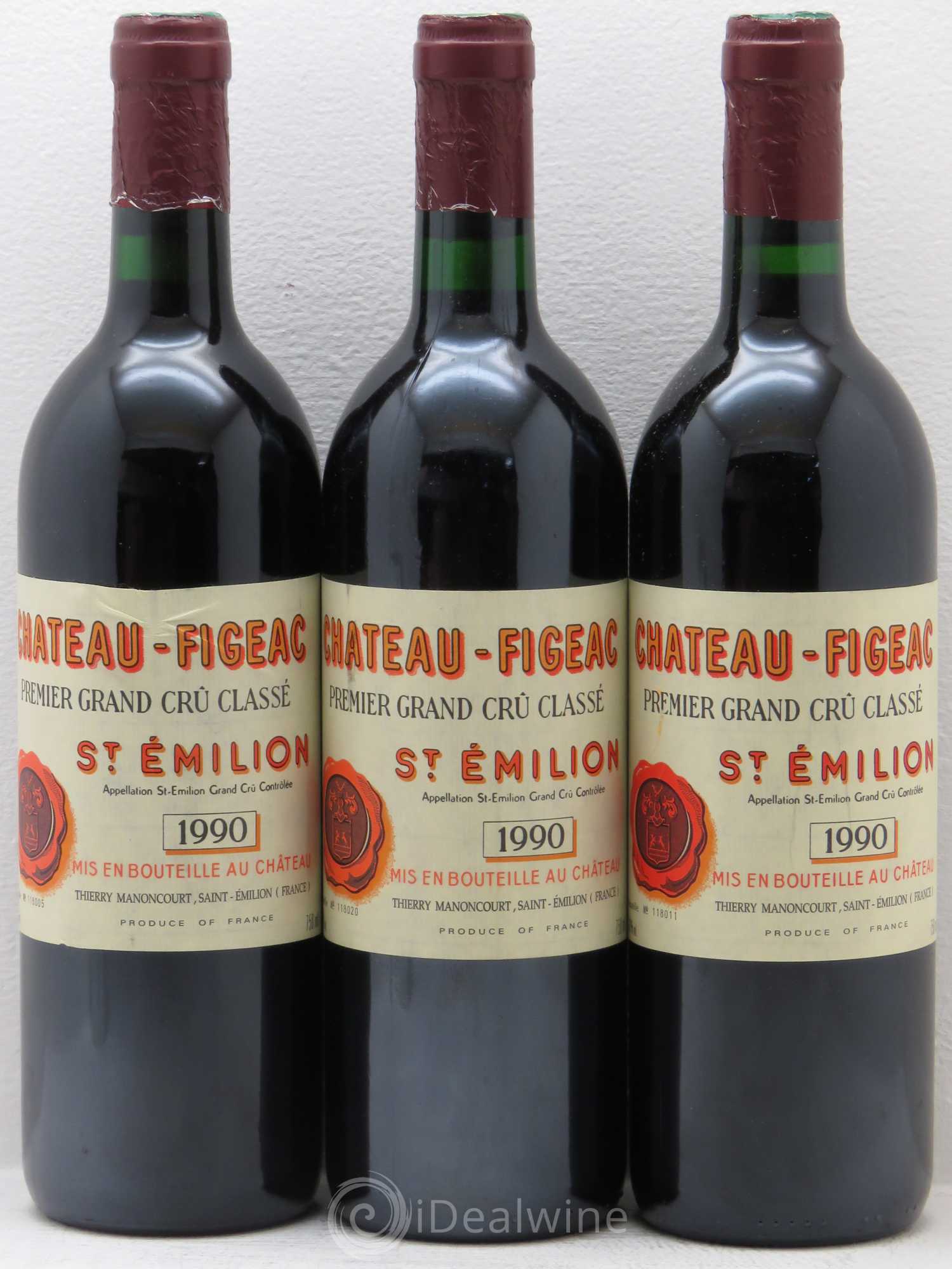 Château Figeac 1er Grand Cru Classé A 1990 - Lot de 3 bouteilles - 0