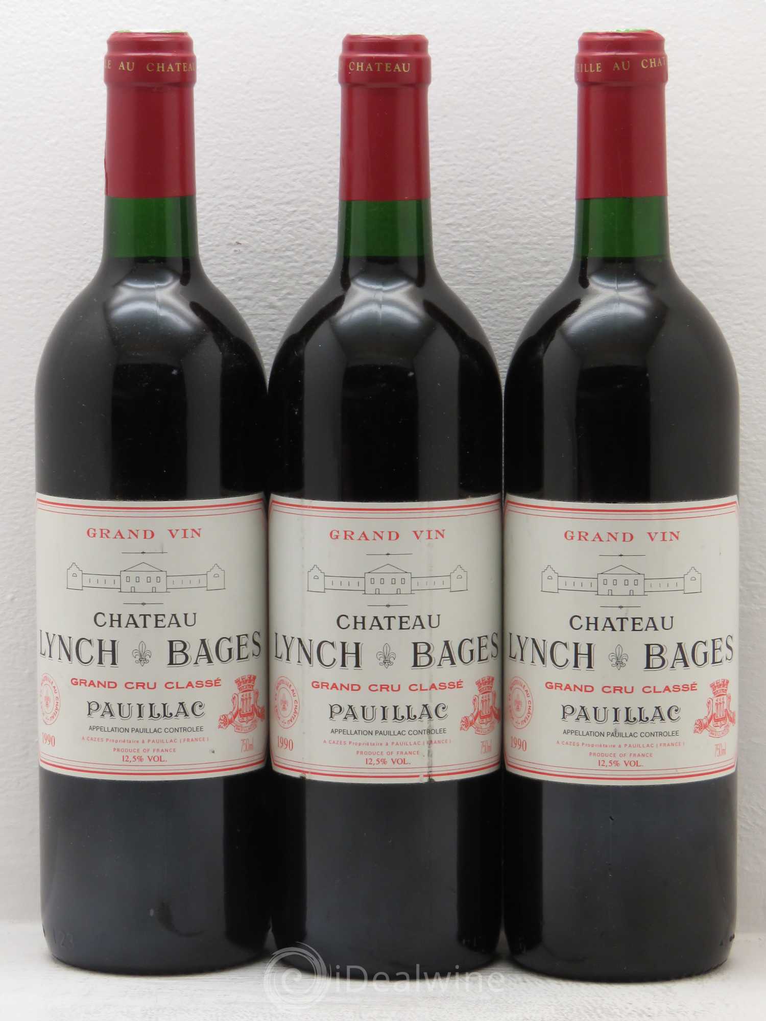 Château Lynch Bages 5ème Grand Cru Classé 1990 - Lot de 3 bouteilles - 0