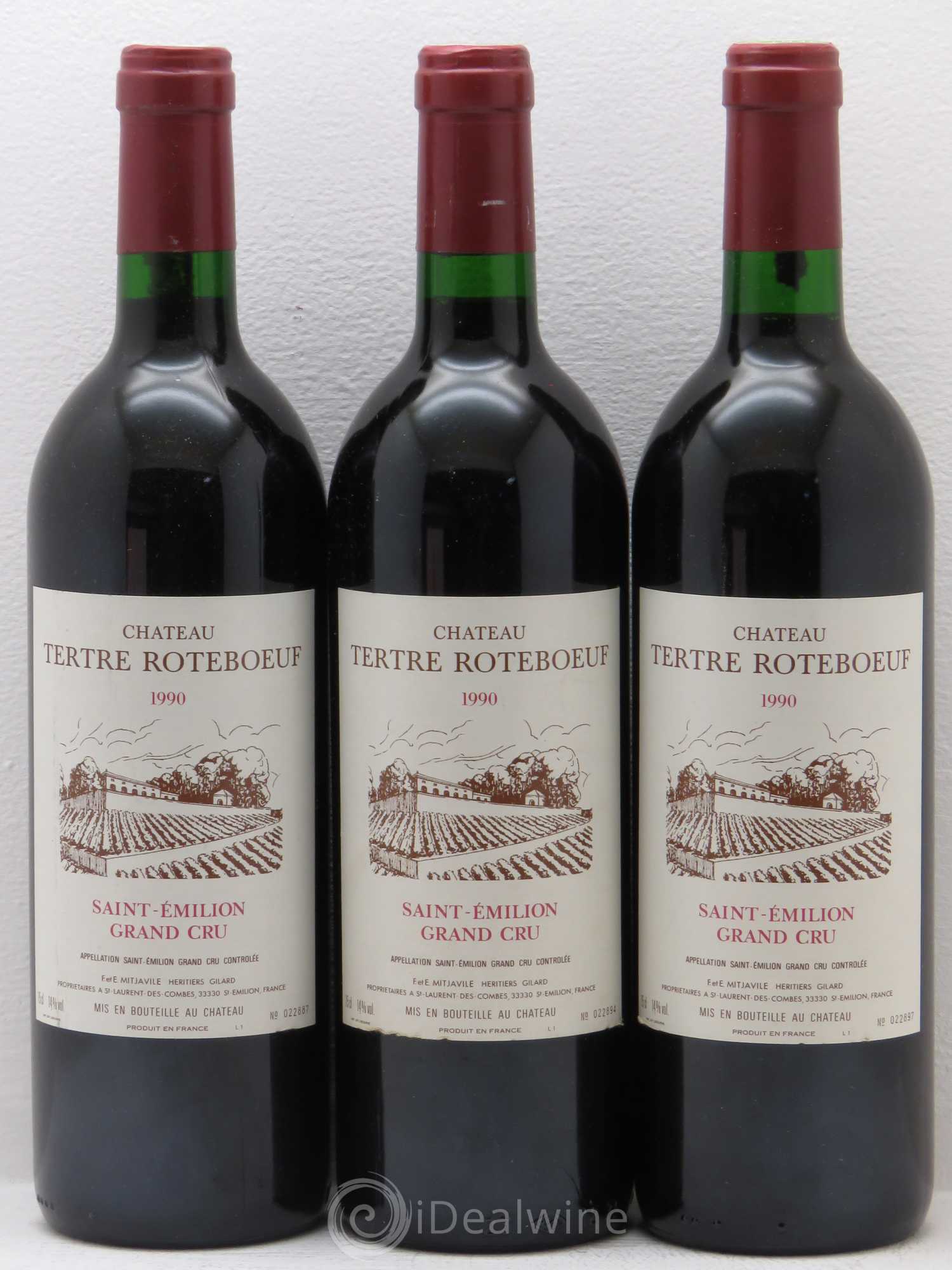 Château Tertre Roteboeuf 1990 - Lot de 3 bouteilles - 0