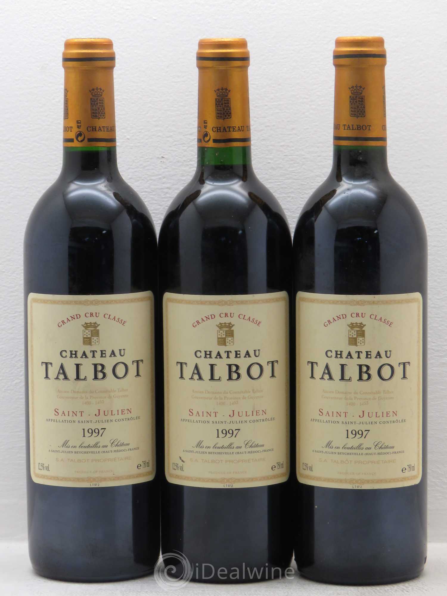 Château Talbot 4ème Grand Cru Classé 1997 - Lot de 3 bouteilles - 0