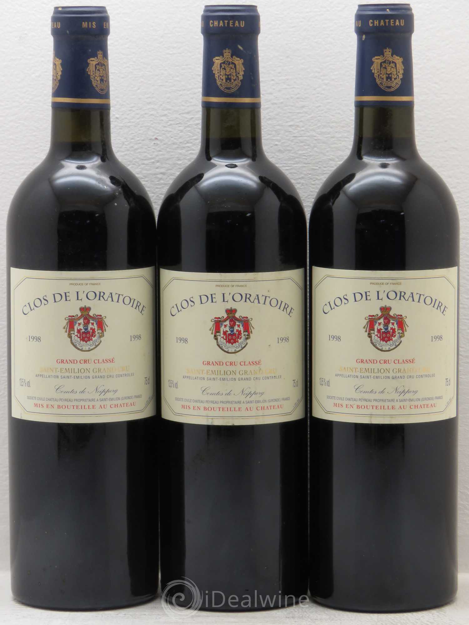 Clos de l'Oratoire Grand Cru Classé 1998 - Lot de 3 bouteilles - 0