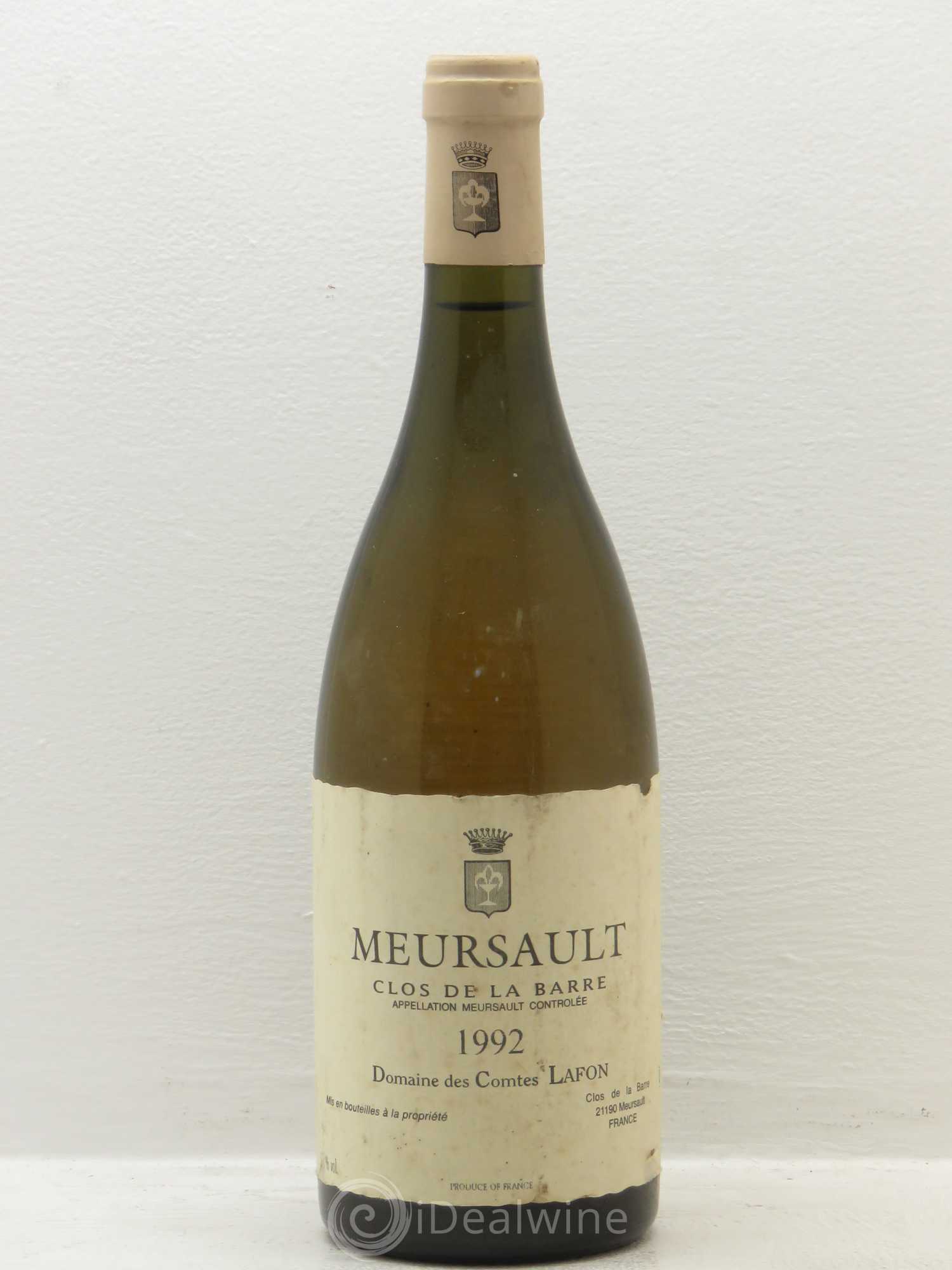 Meursault Clos de la Barre Comtes Lafon (Domaine des) 1992 - Lot de 1 bouteille - 0
