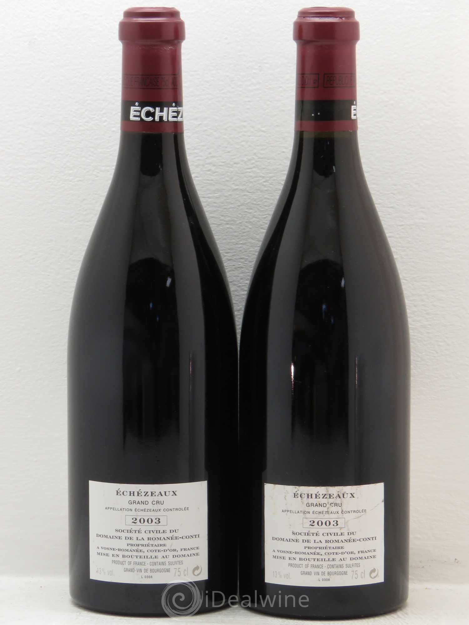 Echezeaux Grand Cru Domaine de la Romanée-Conti 2003 - Lot de 2 bouteilles - 1