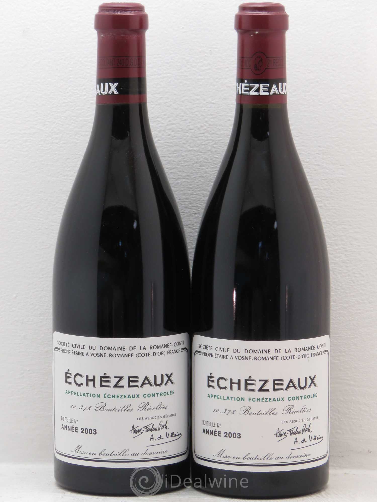 Echezeaux Grand Cru Domaine de la Romanée-Conti 2003 - Lot de 2 bouteilles - 0
