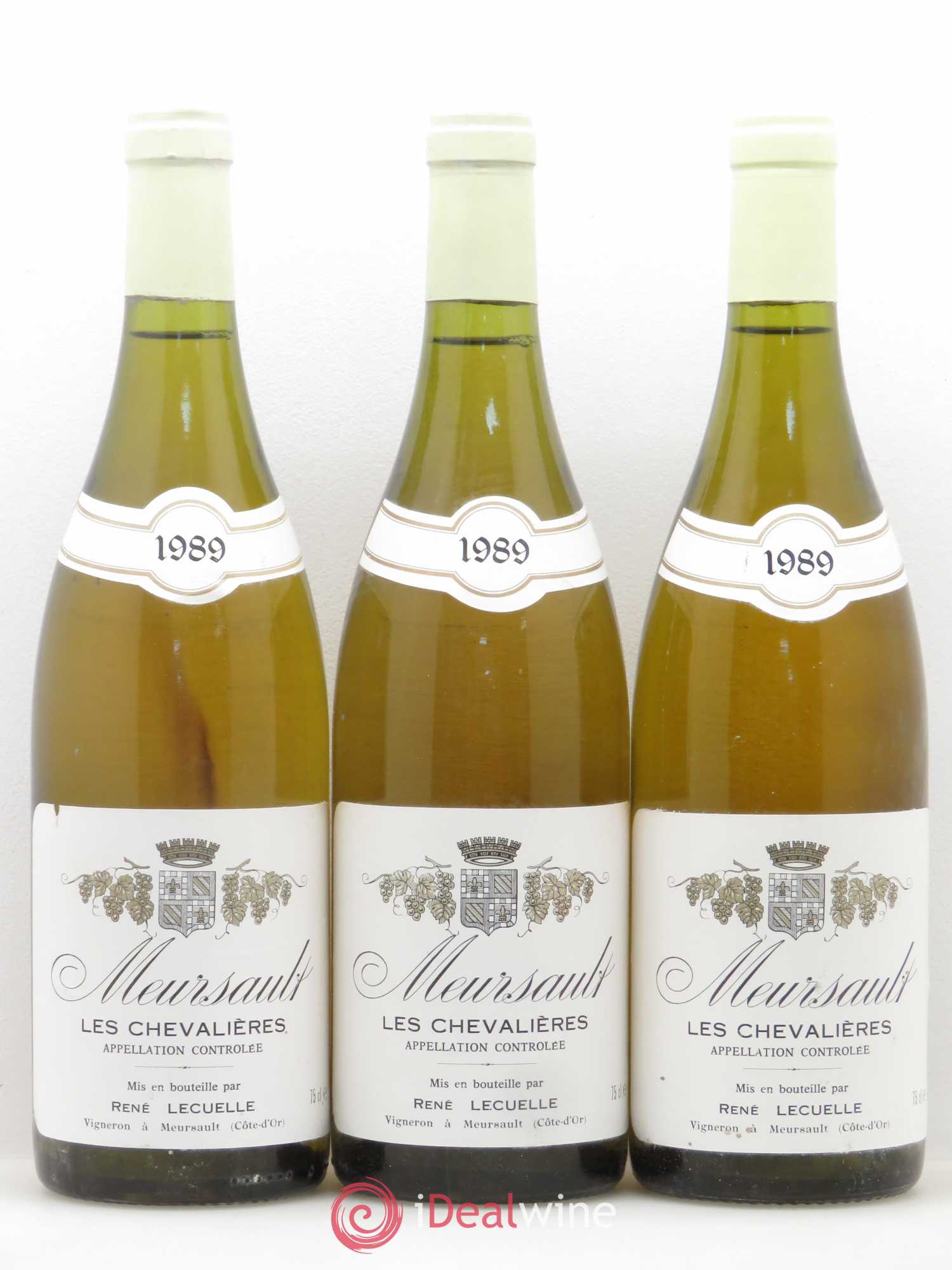 Meursault Les Chevalières René Lecuelle 1989 - Lot de 3 bouteilles - 0