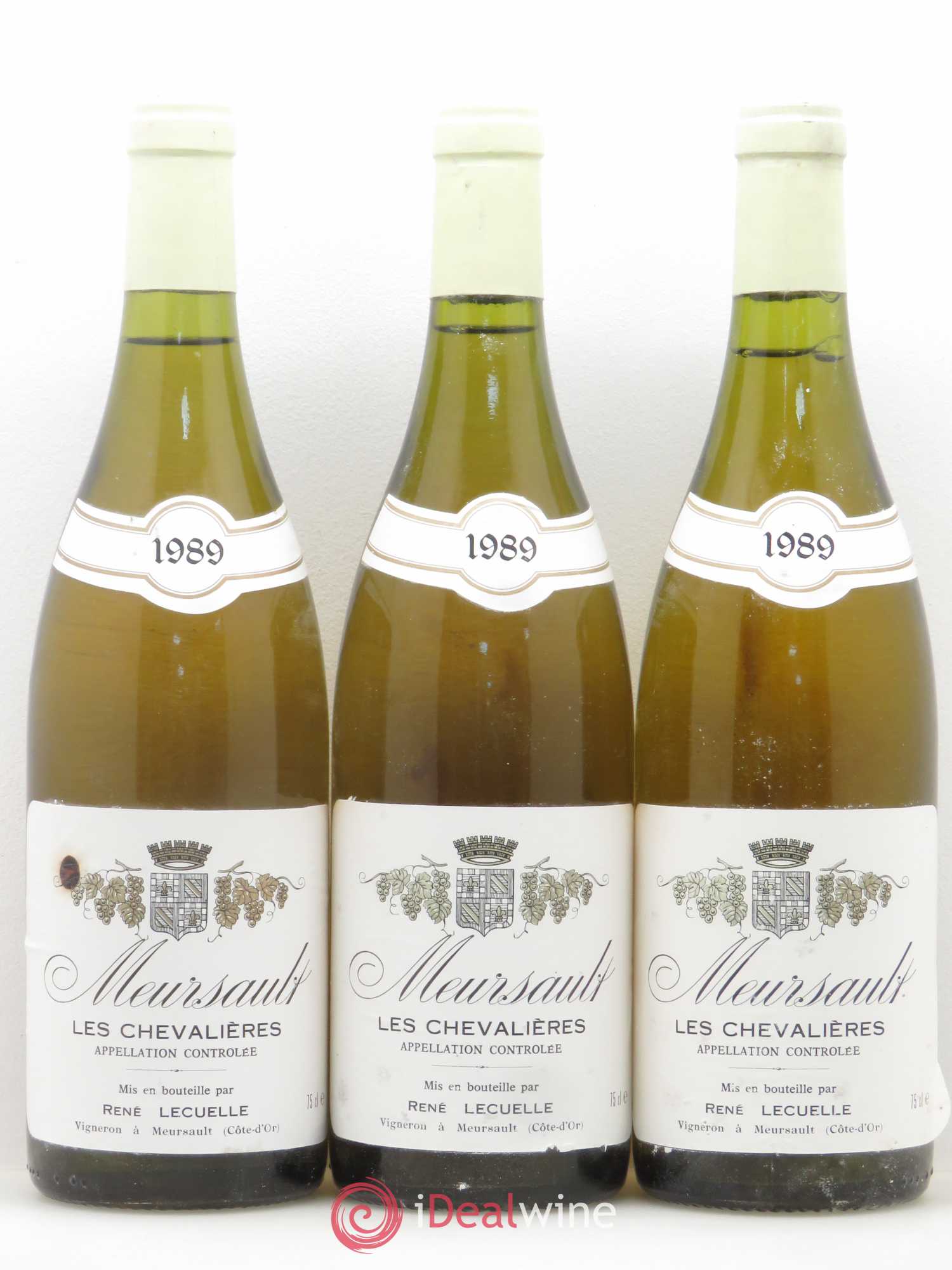 Meursault Les Chevalières René Lecuelle 1989 - Lot de 3 bouteilles - 0