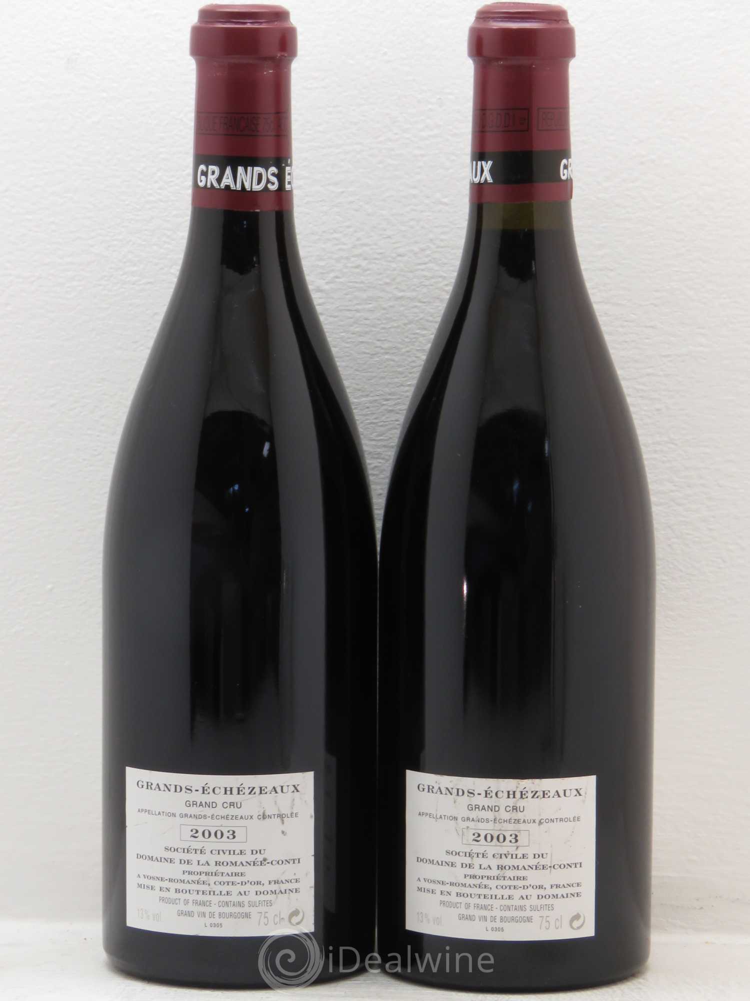 Grands-Echezeaux Grand Cru Domaine de la Romanée-Conti 2003 - Lot de 2 bouteilles - 1