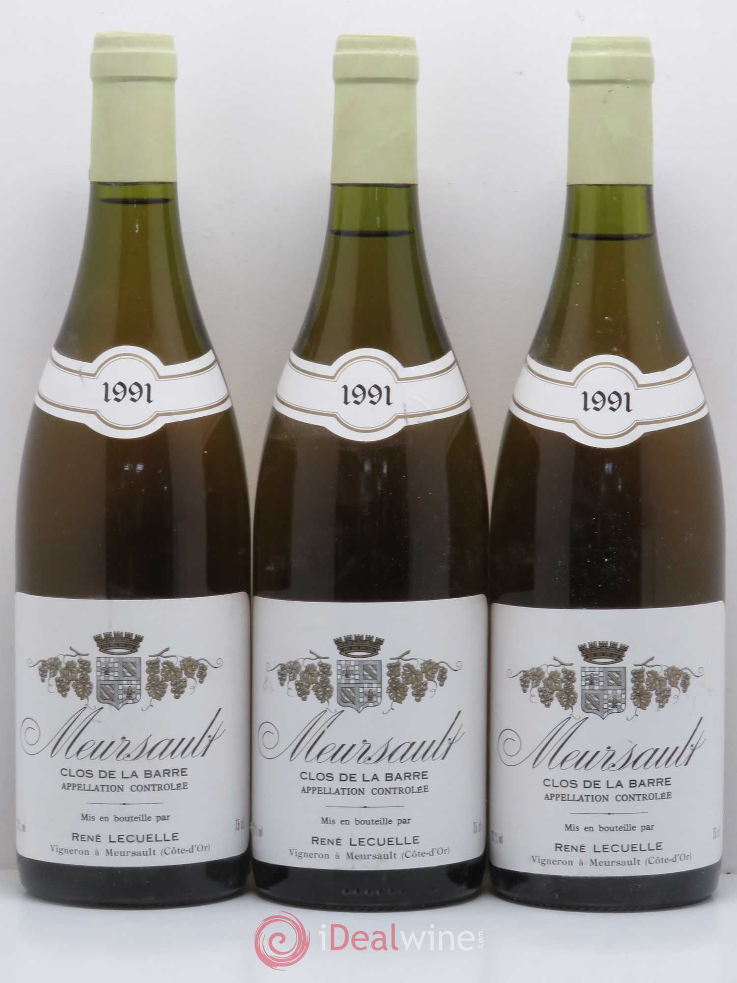 Meursault métayer du clos de la barre Domaine René Lécuelle 1991 - Posten von 3 Flaschen - 0