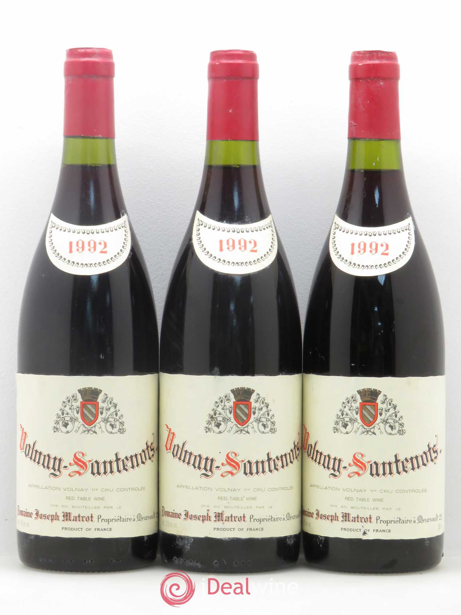 Volnay 1er Cru Santenots Joseph Matrot 1992 - Posten von 3 Flaschen - 0