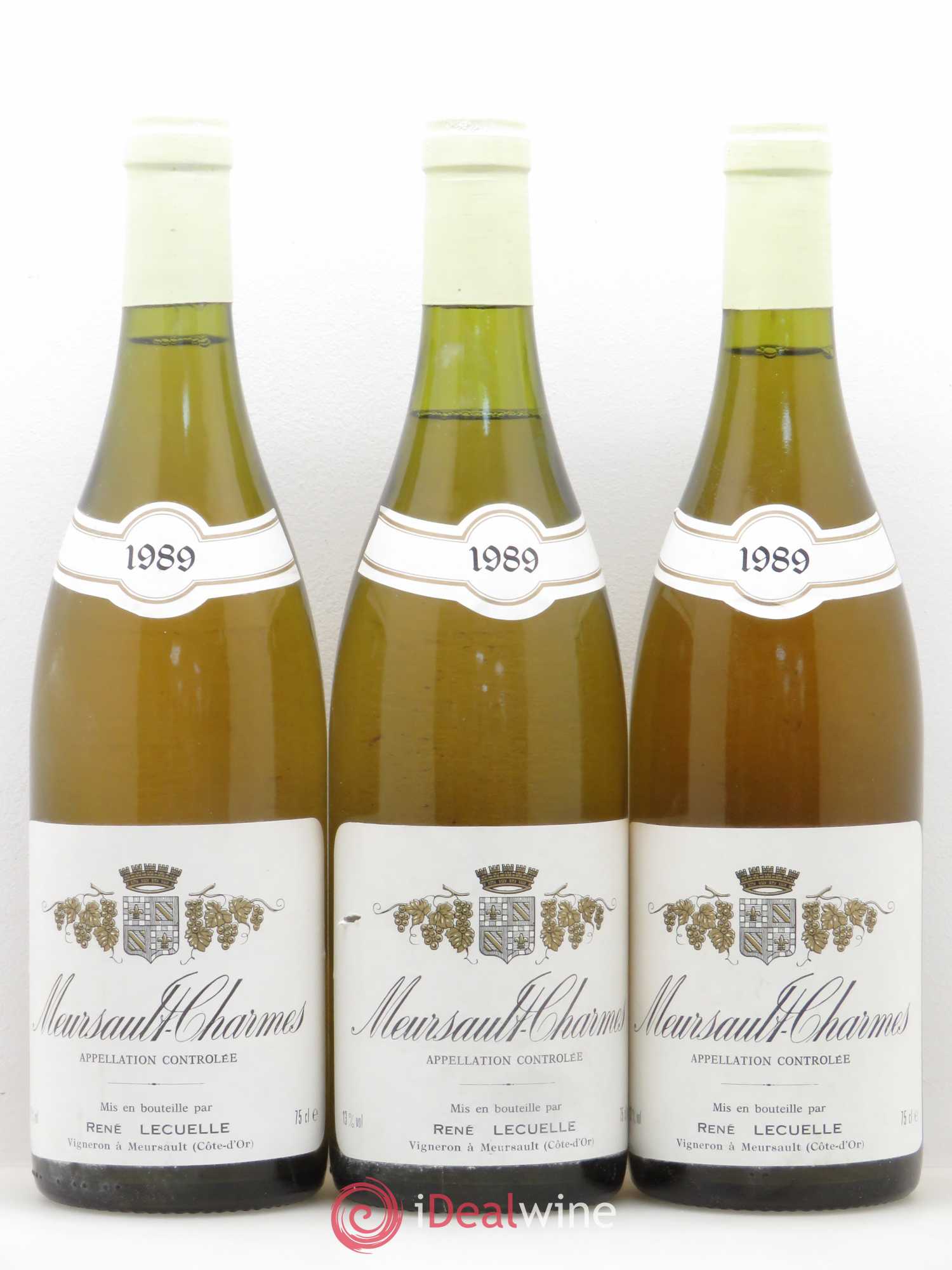 Meursault 1er Cru Charmes René Lecuelle 1989 - Lot de 3 bouteilles - 0