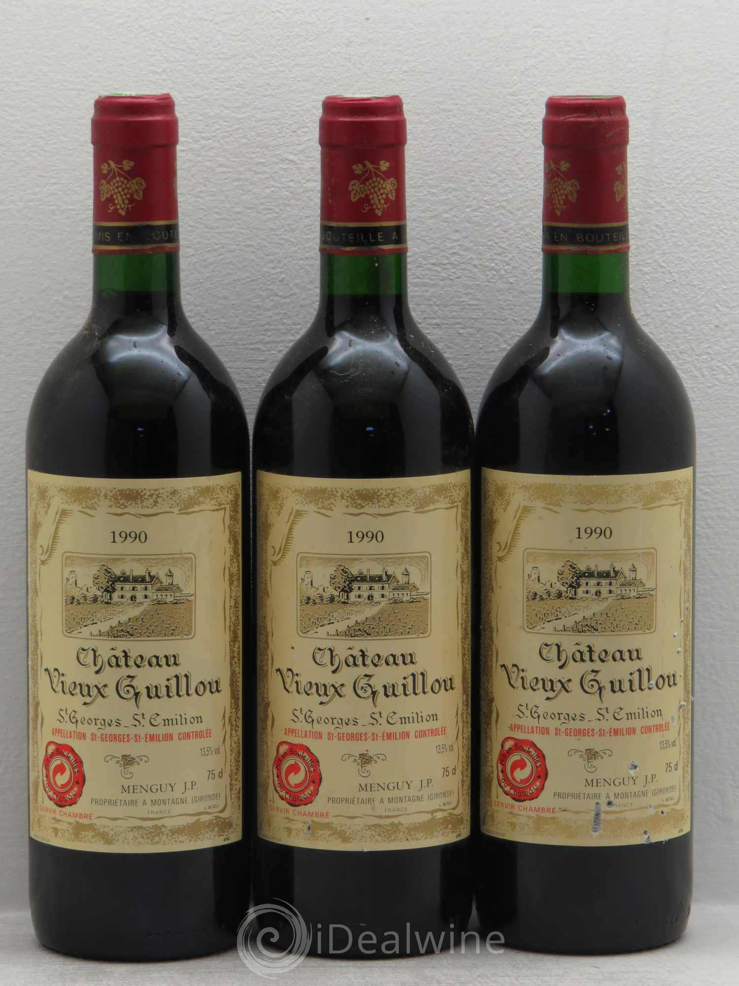 Saint-Émilion Château Vieux Guillou 1990 - Lot de 3 bouteilles - 0