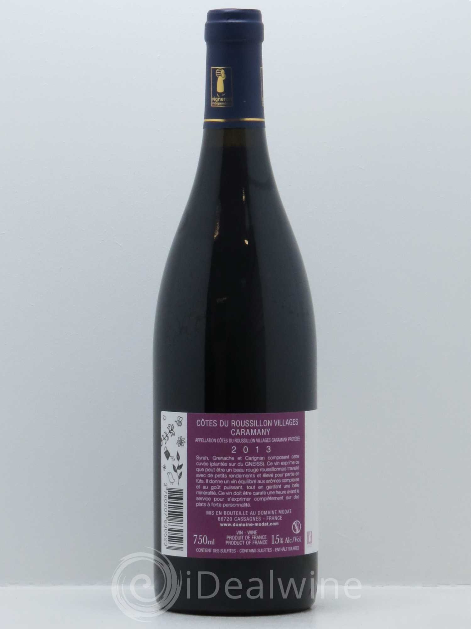 Côtes du Roussillon Villages Caramany Modat (Domaine) Sans plus attendre 2013 - Lot de 1 bouteille - 1