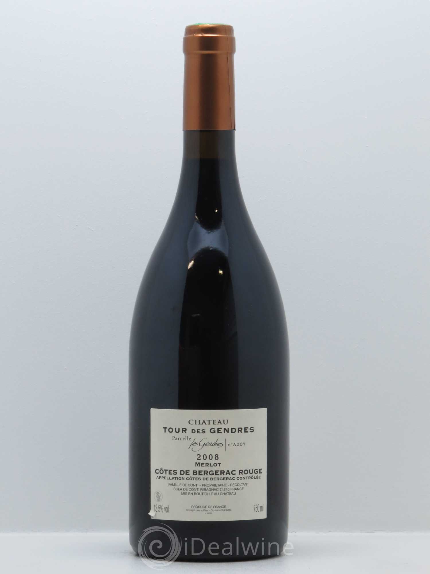 Côtes de Bergerac Château des Tour des Gendres Parcellaire Les Gendres Famille de Conti 2008 - Lot de 1 bouteille - 1