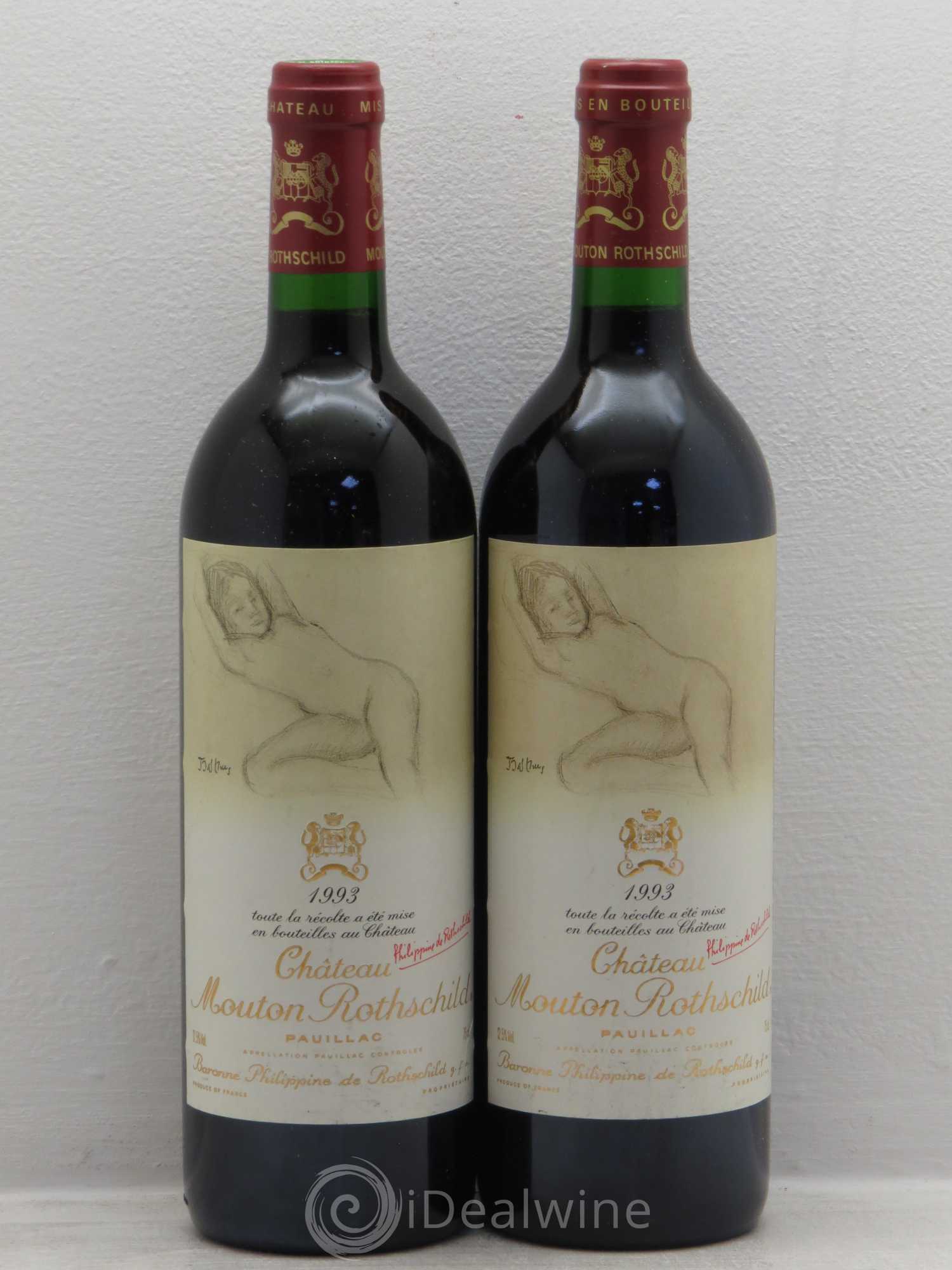Château Mouton Rothschild 1er Grand Cru Classé 1993 - Lot de 2 bouteilles - 0