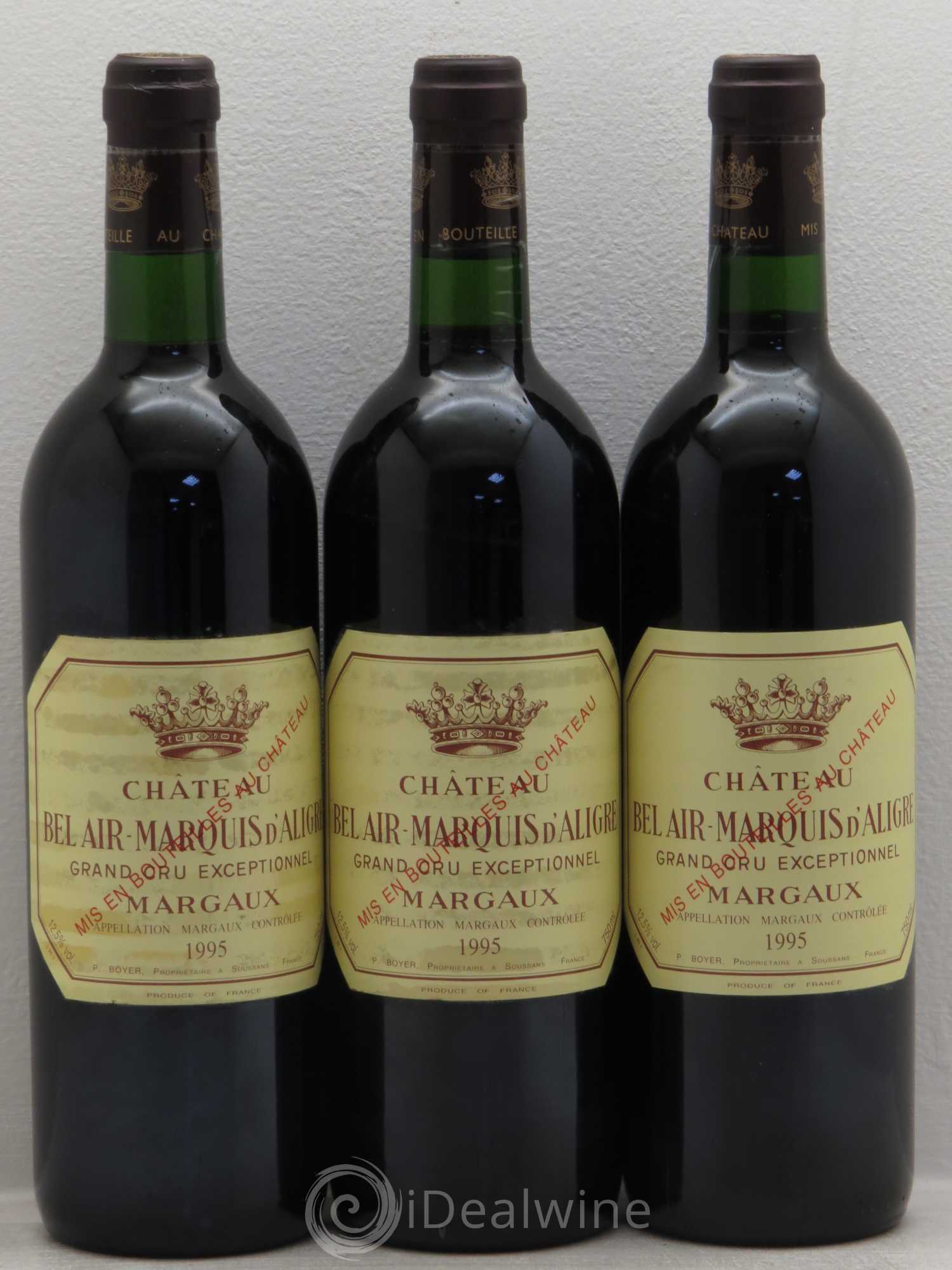 Château Bel Air Marquis d'Aligre 1995 - Lot de 3 bouteilles - 0