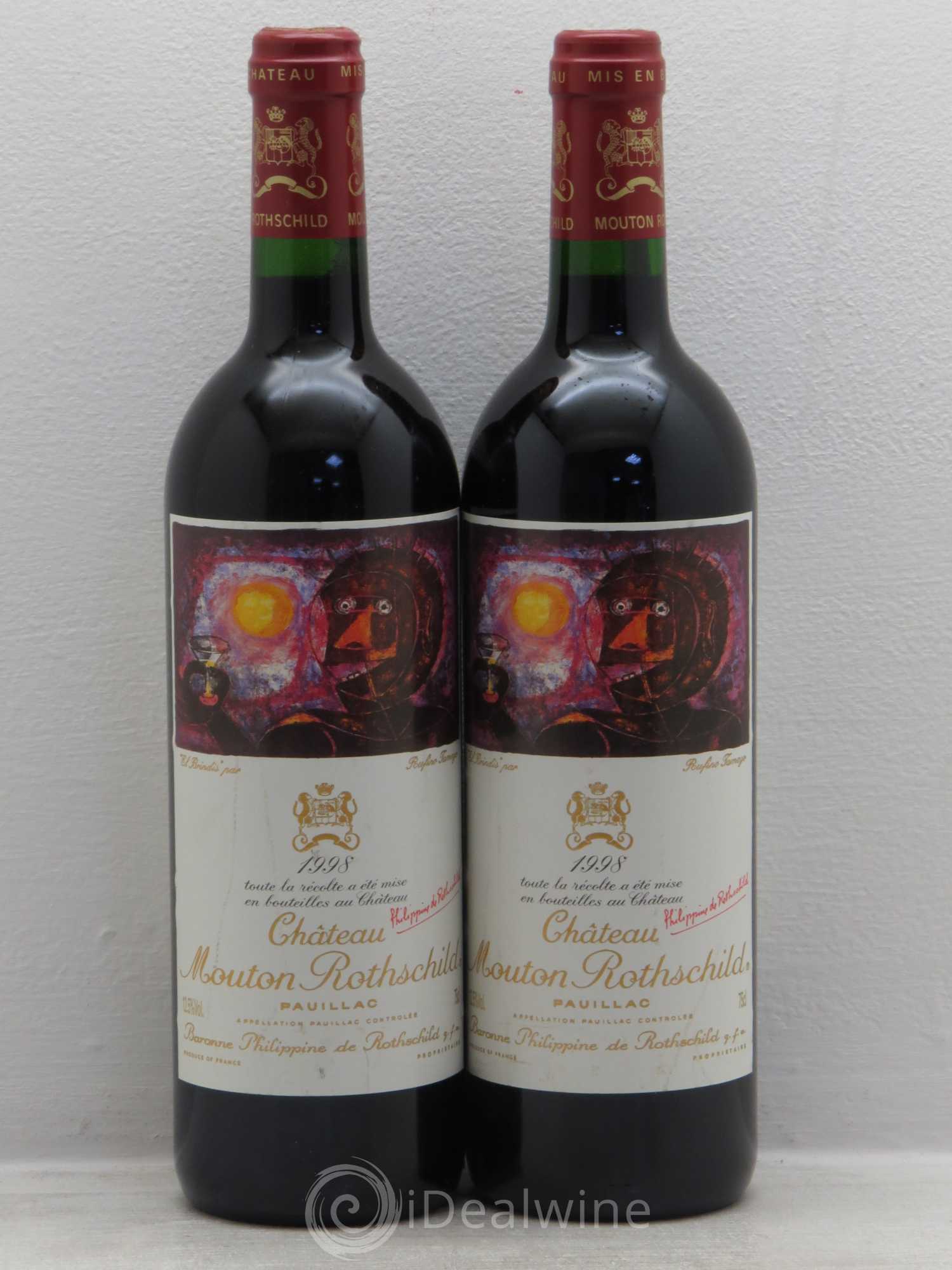 Château Mouton Rothschild 1er Grand Cru Classé 1998 - Lot de 2 bouteilles - 0