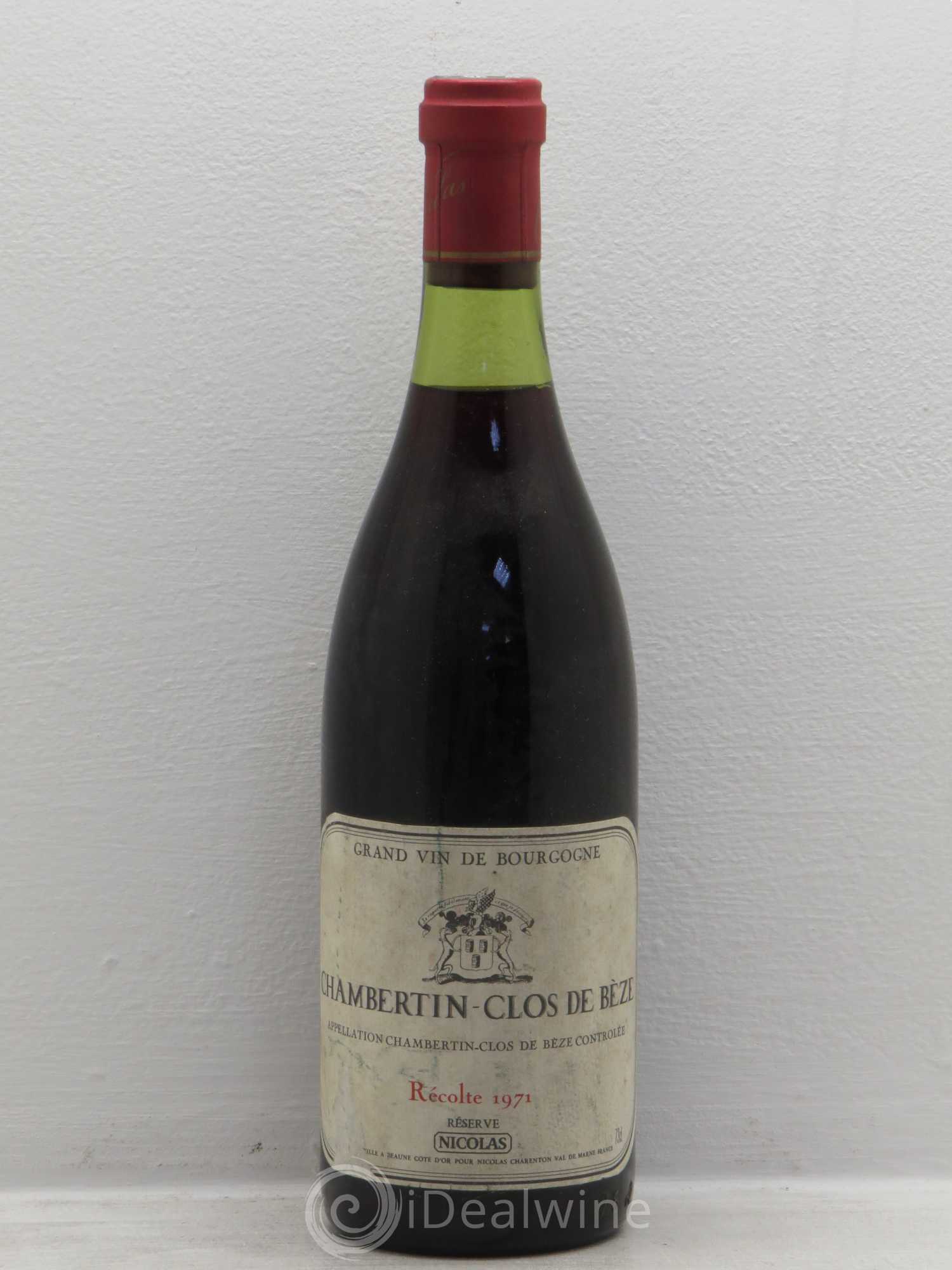 Chambertin Clos de Bèze Grand Cru Réserve Nicolas 1971 - Lot de 1 bouteille - 0