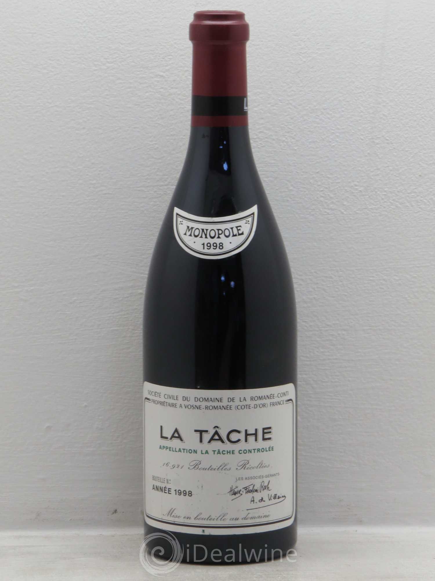 La Tâche Grand Cru Domaine de la Romanée-Conti 1998 - Lot de 1 bouteille - 0