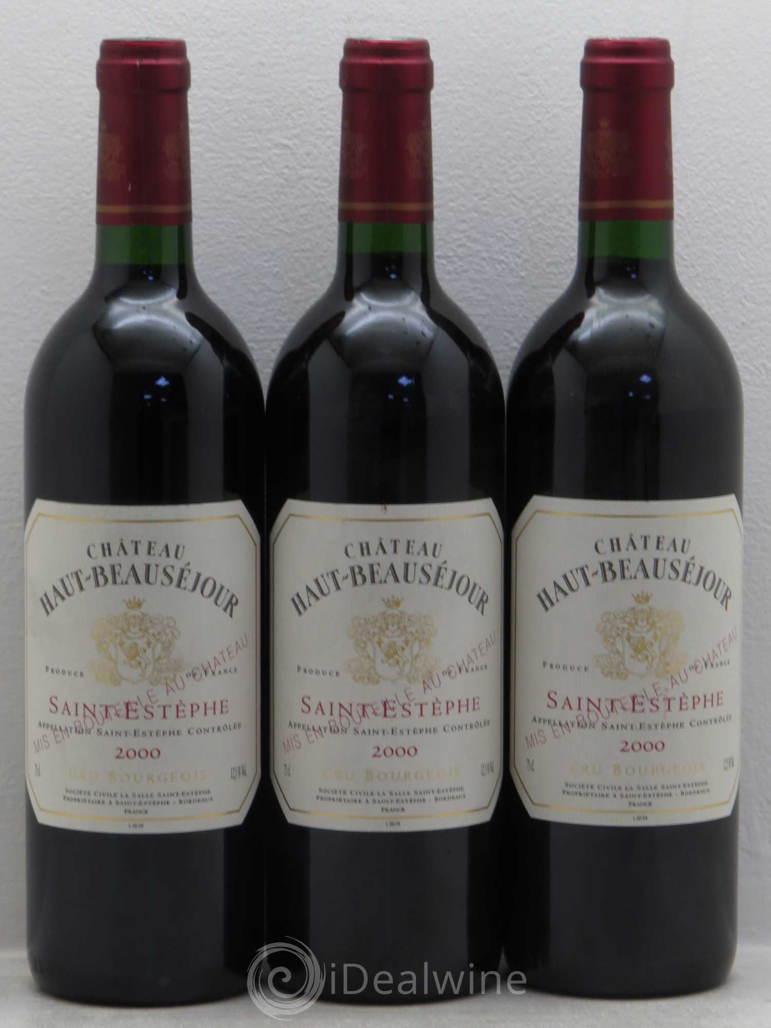 Château Haut Beauséjour Cru Bourgeois 2000 - Lot de 3 bouteilles - 0