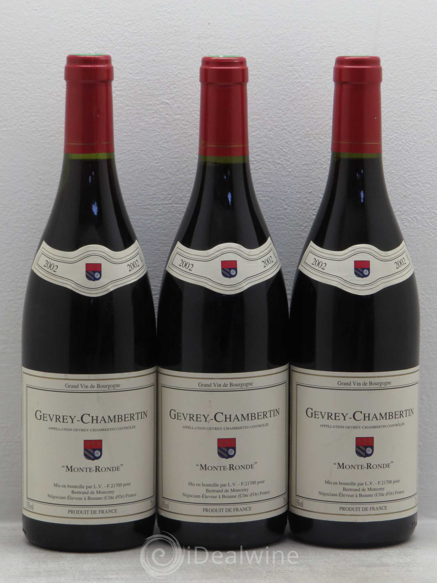 Gevrey-Chambertin Monte-Ronde Bertrand de Monceny 2002 - Lot de 3 bouteilles - 0