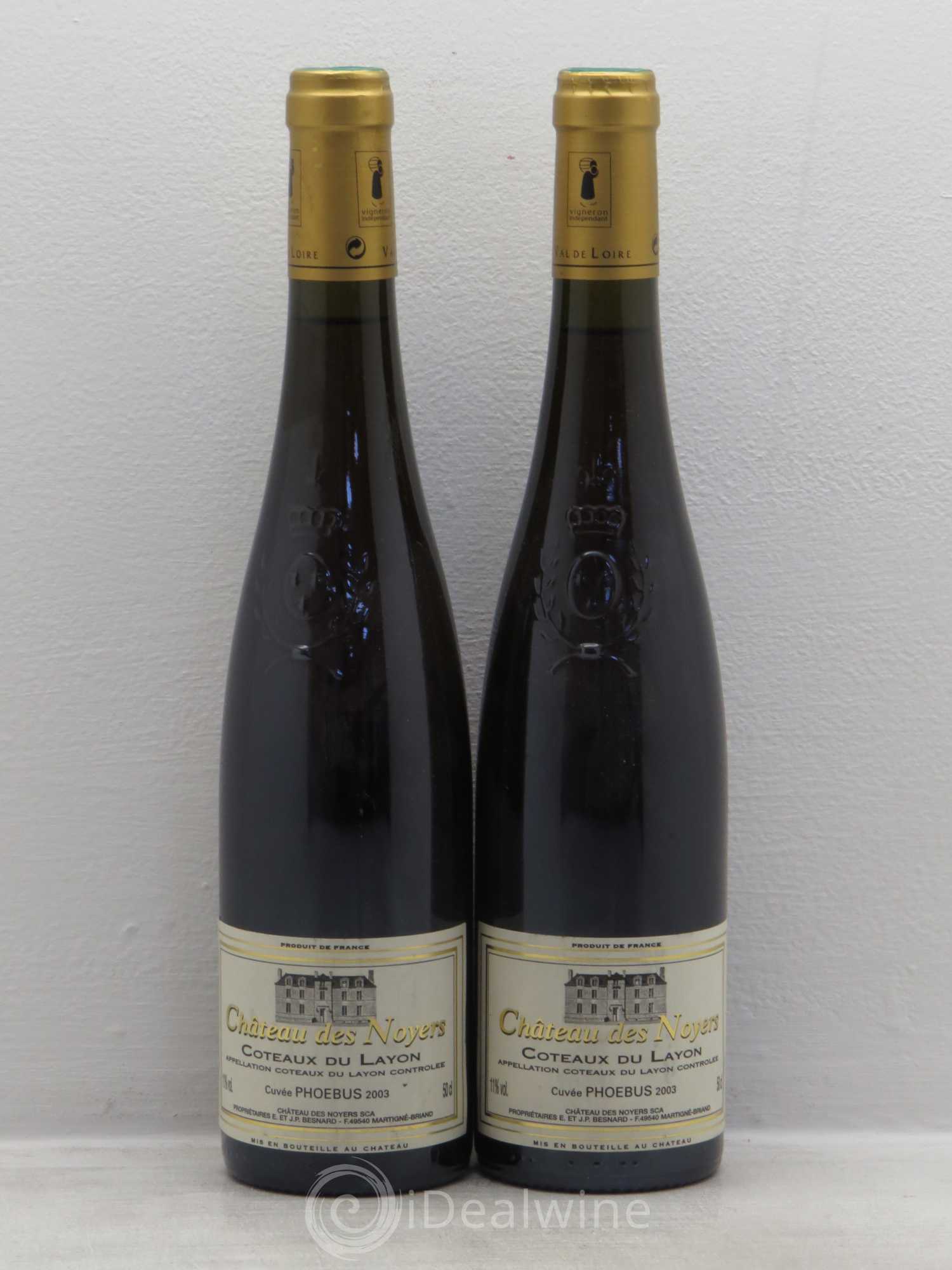 Coteaux du Layon Château des Noyers Cuvée Phoebus 28/12/17 2003 - Lotto di 2 bottiglie - 0