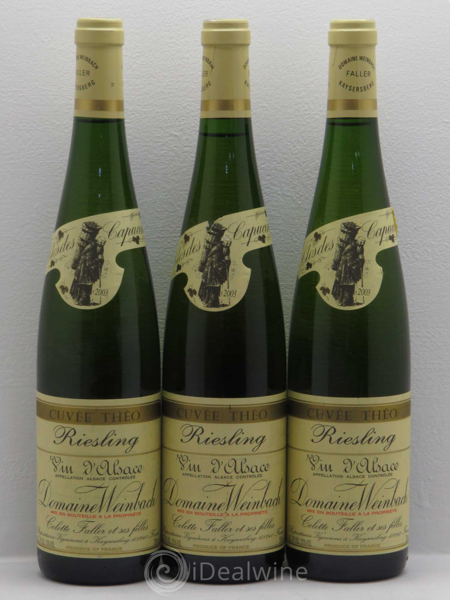 Alsace Riesling Cuvée Théo Weinbach (Domaine) 2003 - Lot de 3 bouteilles - 0
