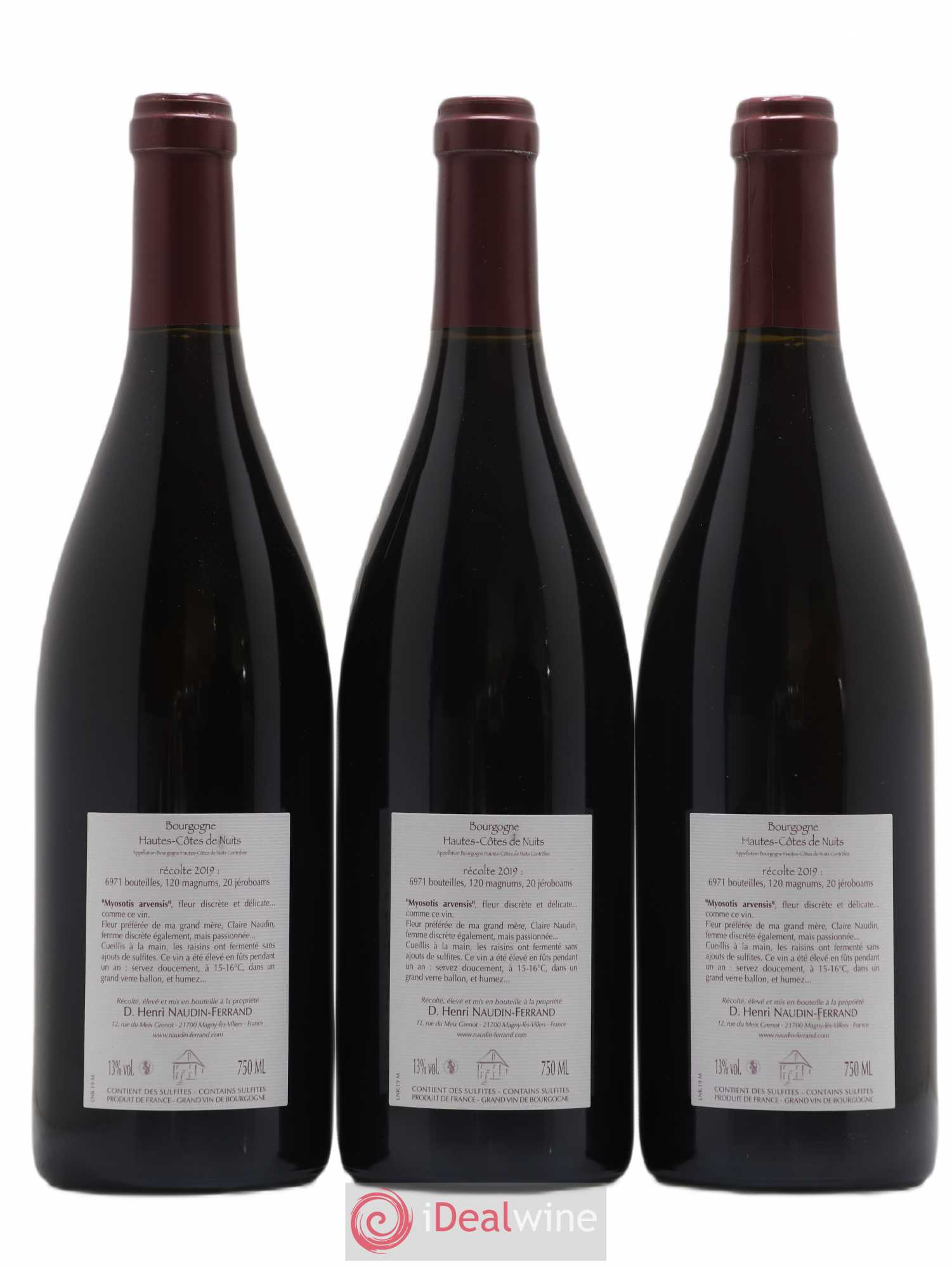 Hautes-Côtes de Nuits Myosotis Arvensis Naudin-Ferrand (Domaine) 2019 - Lot de 3 bouteilles - 1