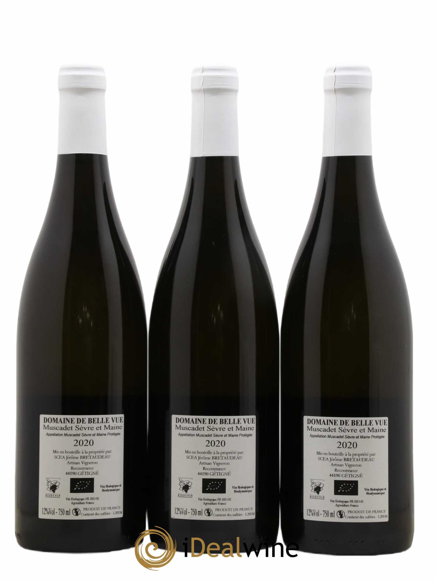 Muscadet-Sèvre-et-Maine Jérôme Bretaudeau - Domaine de Bellevue 2020 - Lot de 3 bouteilles - 1