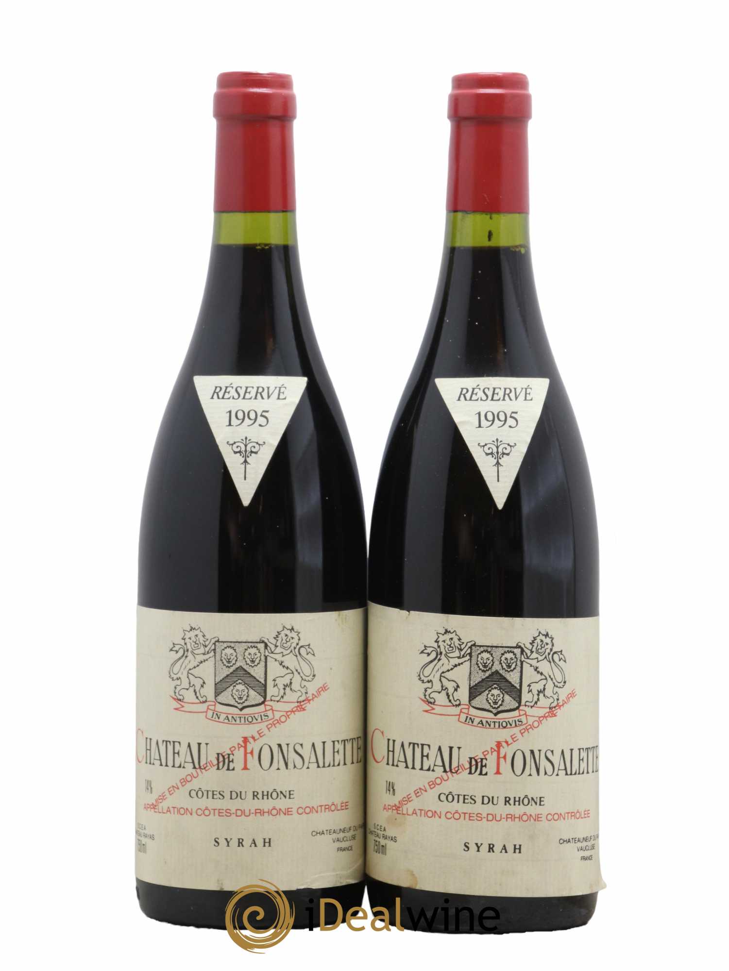 Côtes-du-Rhône Cuvée Syrah Château de Fonsalette 1995 - Lot de 2 bouteilles - 0