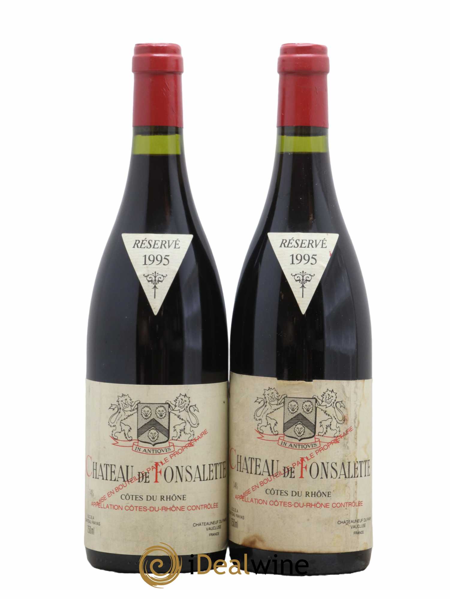 Côtes-du-Rhône Château de Fonsalette Emmanuel Reynaud 1995 - Lot de 2 bouteilles - 0
