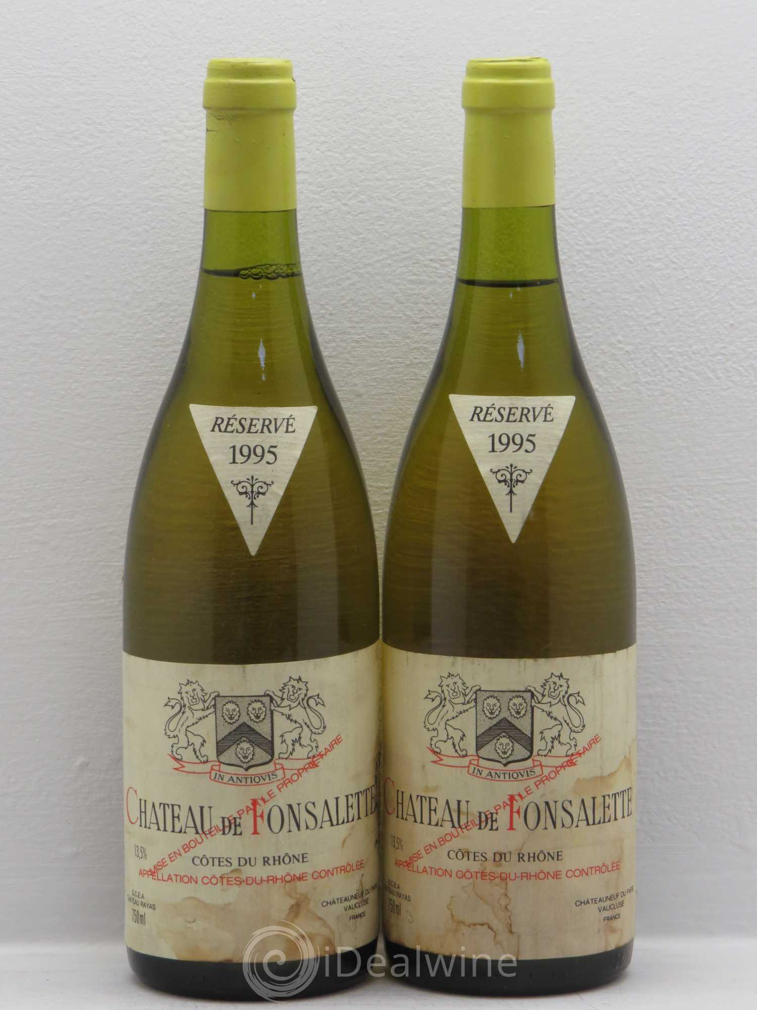 Côtes-du-Rhône Château de Fonsalette Emmanuel Reynaud 1995 - Lot de 2 bouteilles - 0