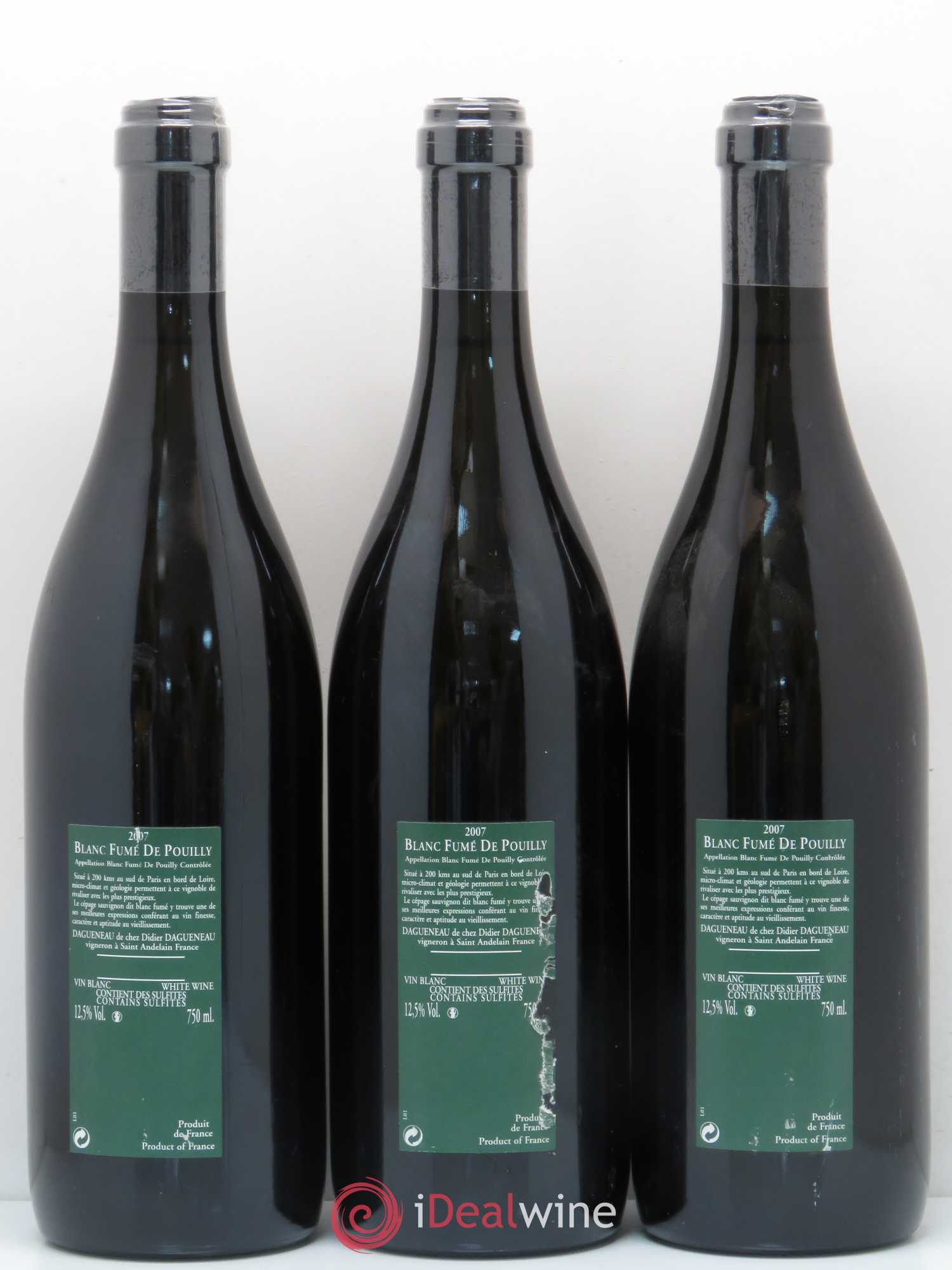 Vin de France (anciennement Pouilly-Fumé) Silex Dagueneau (Domaine Didier - Louis-Benjamin) 2007 - Lot de 3 bouteilles - 1