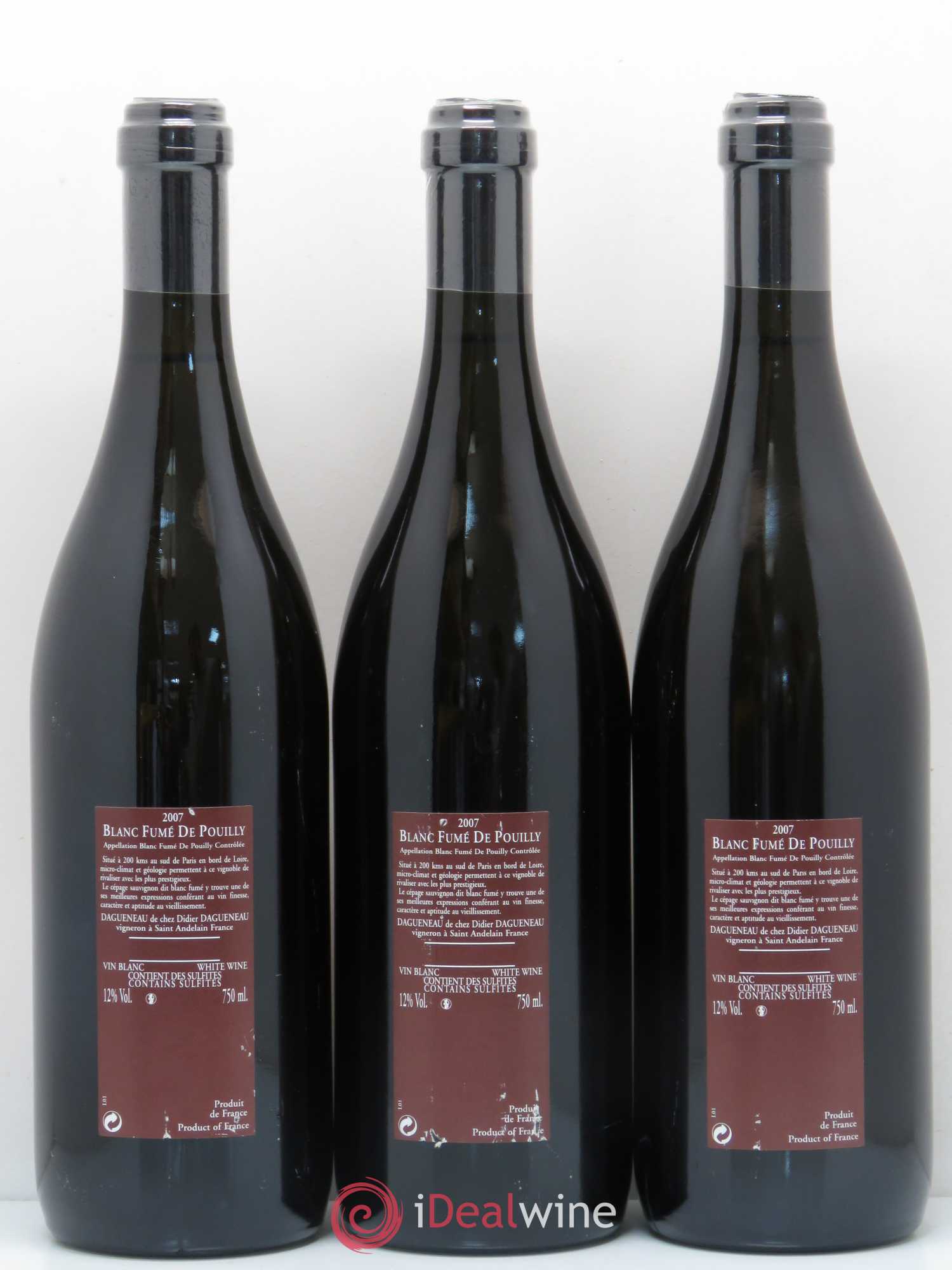 Vin de France (anciennement Pouilly-Fumé) Pur Sang Dagueneau (Domaine Didier - Louis-Benjamin) 2007 - Lot de 3 bouteilles - 1