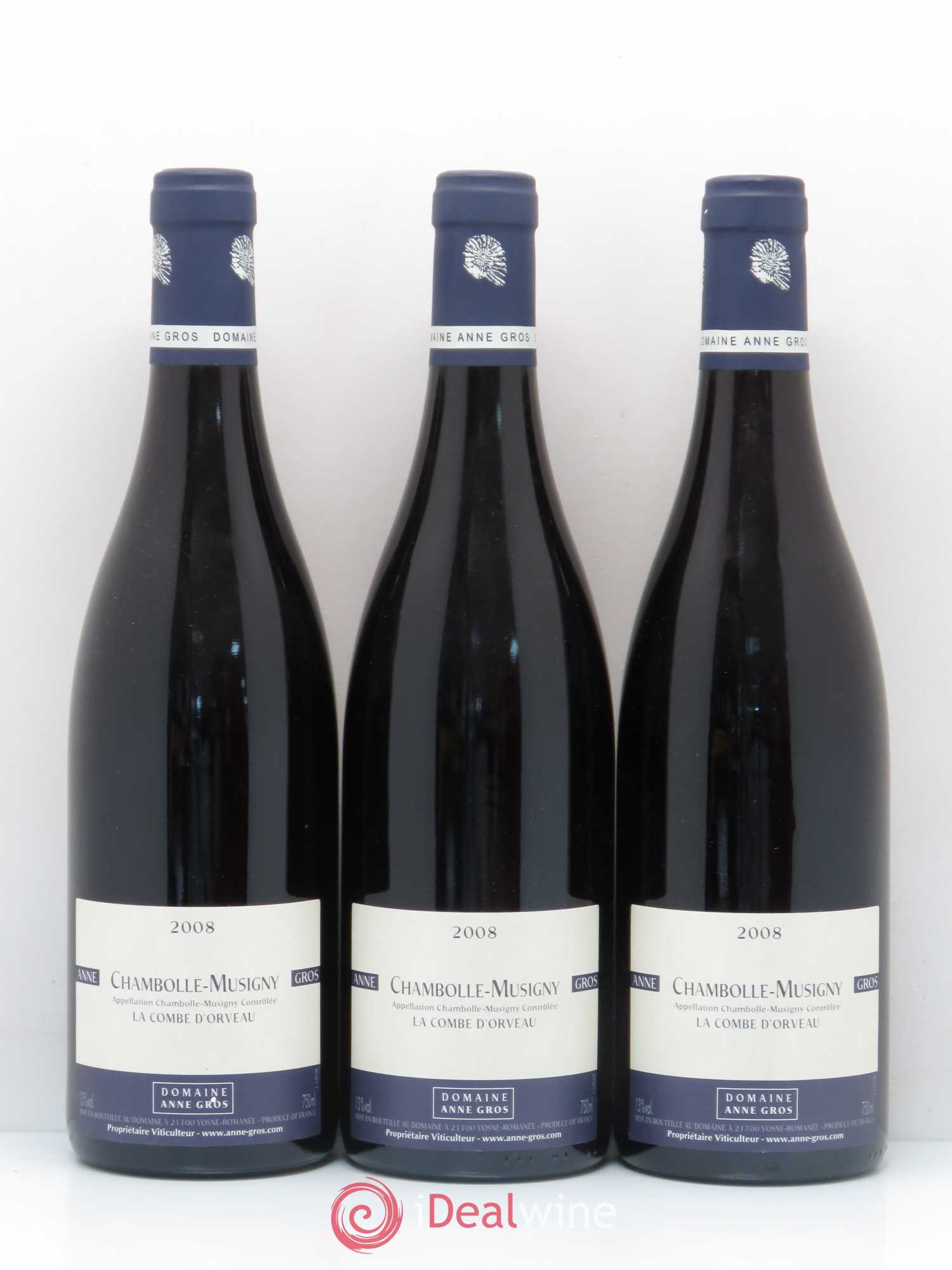 Chambolle-Musigny La Combe d'Orveau Anne Gros 2008 - Lot de 3 bouteilles - 0