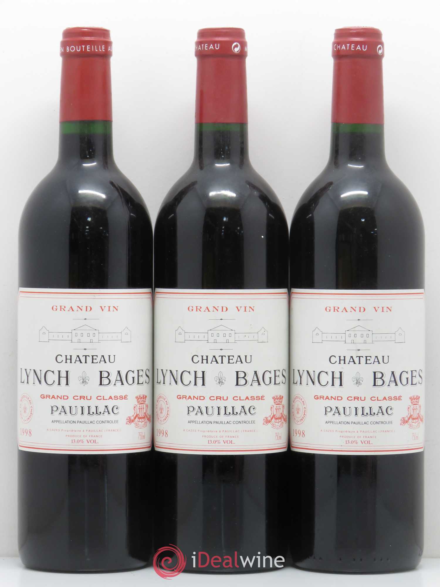Château Lynch Bages 5ème Grand Cru Classé 1998 - Lot de 3 bouteilles - 0