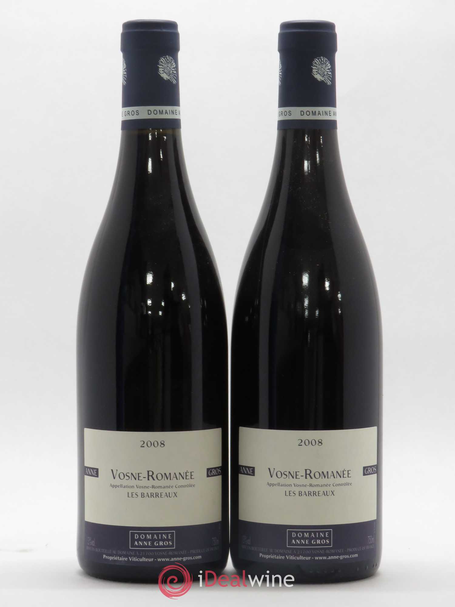 Vosne-Romanée Les Barreaux Anne Gros 2008 - Lot de 2 bouteilles - 0