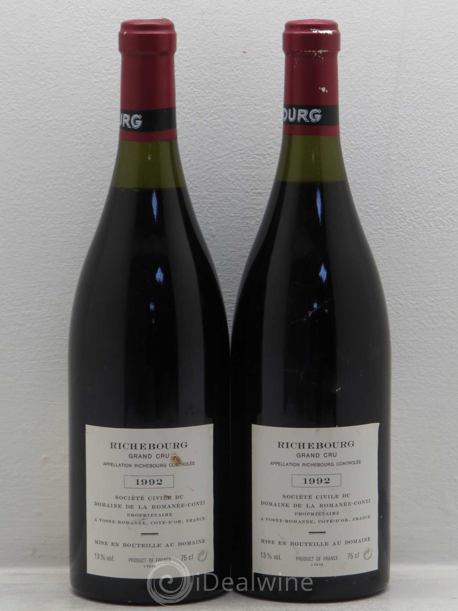 Richebourg Grand Cru Domaine de la Romanée-Conti 1992 - Posten von 2 Flaschen - 1