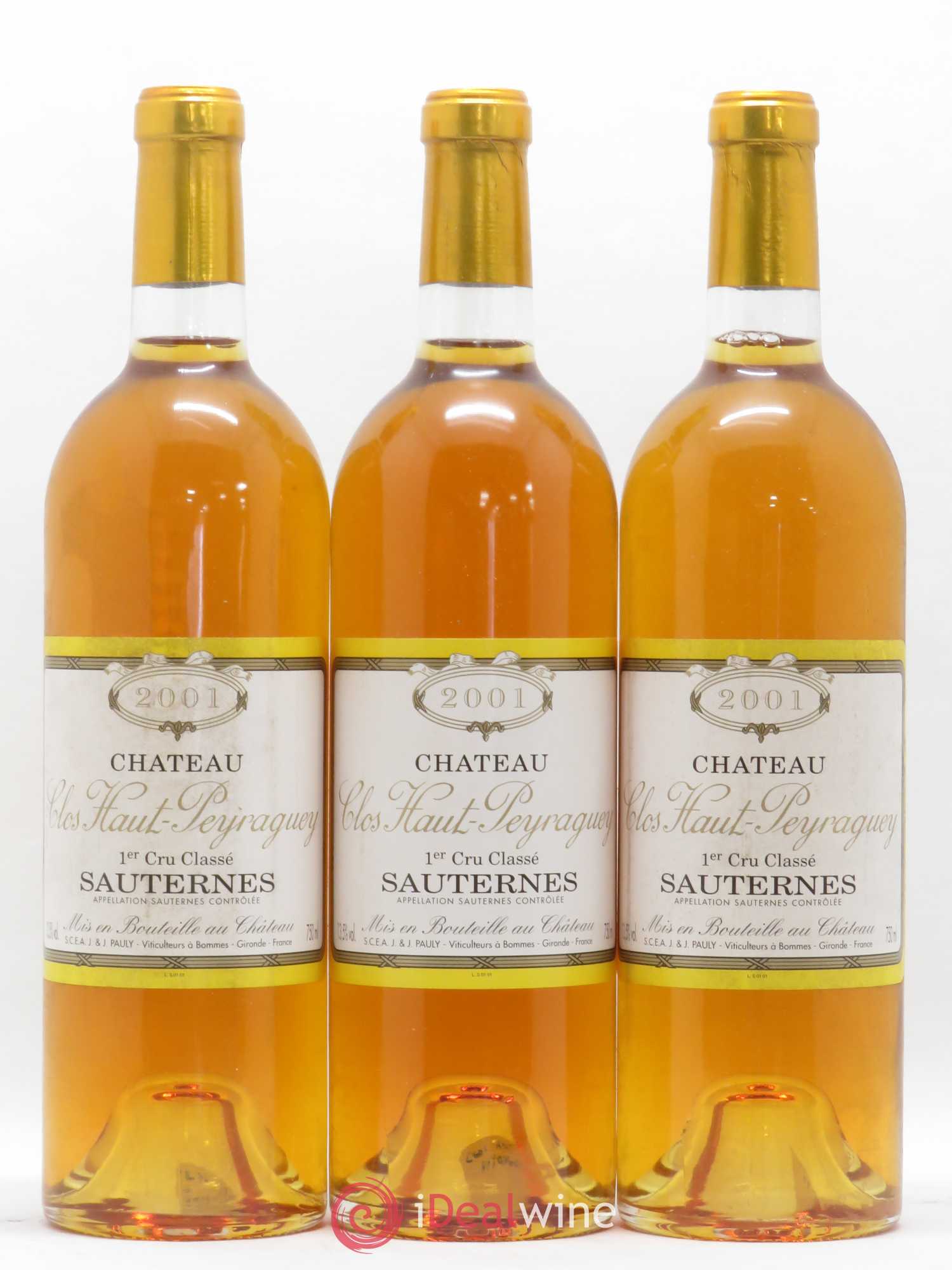 Clos Haut-Peyraguey 1er Grand Cru Classé 2001 - Lotto di 3 bottiglie - 0