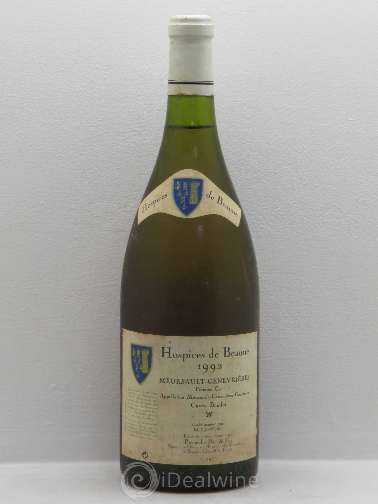 Meursault 1er Cru Domaine Baudot Patriarche 1992 - Posten von 1 Flasche - 0