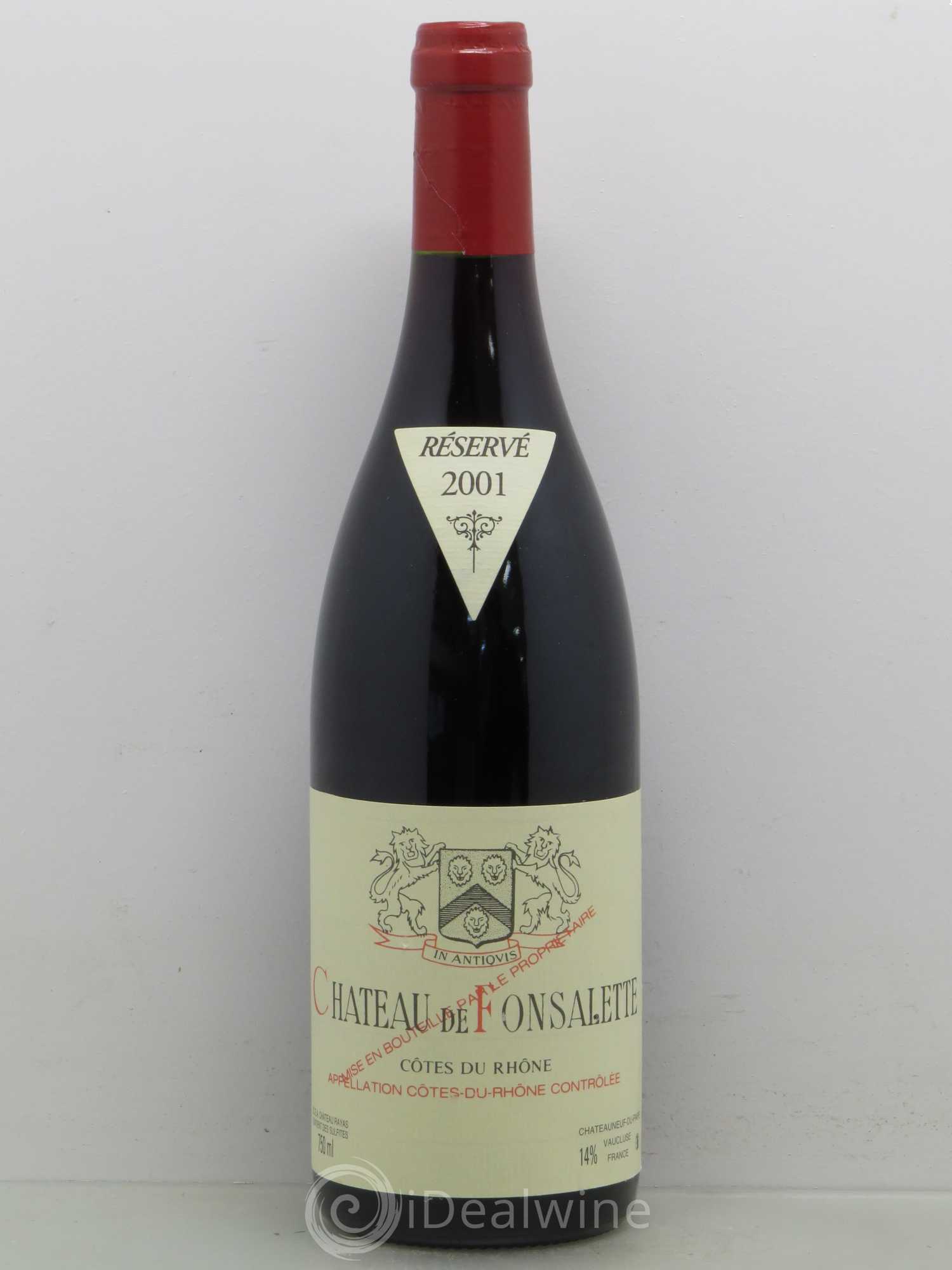 Côtes-du-Rhône Château de Fonsalette Emmanuel Reynaud 2001 - Lot de 1 bouteille - 0