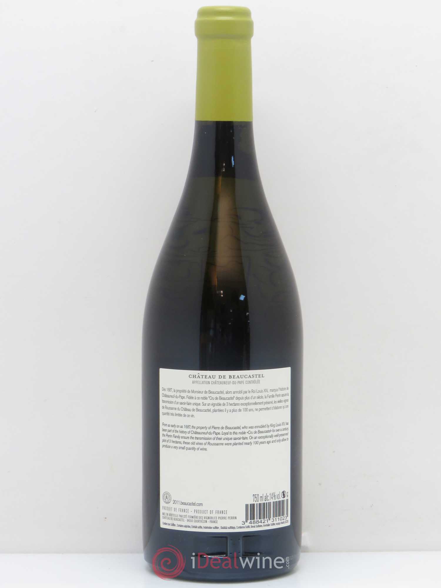 Châteauneuf-du-Pape Château de Beaucastel Vieilles vignes Roussanne Famille Perrin 2011 - Lot de 1 bouteille - 1