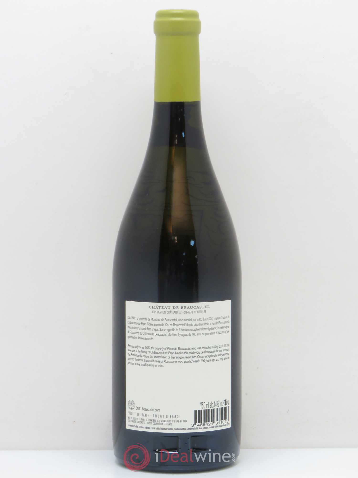Châteauneuf-du-Pape Château de Beaucastel Vieilles vignes Roussanne Famille Perrin 2011 - Lot de 1 bouteille - 1