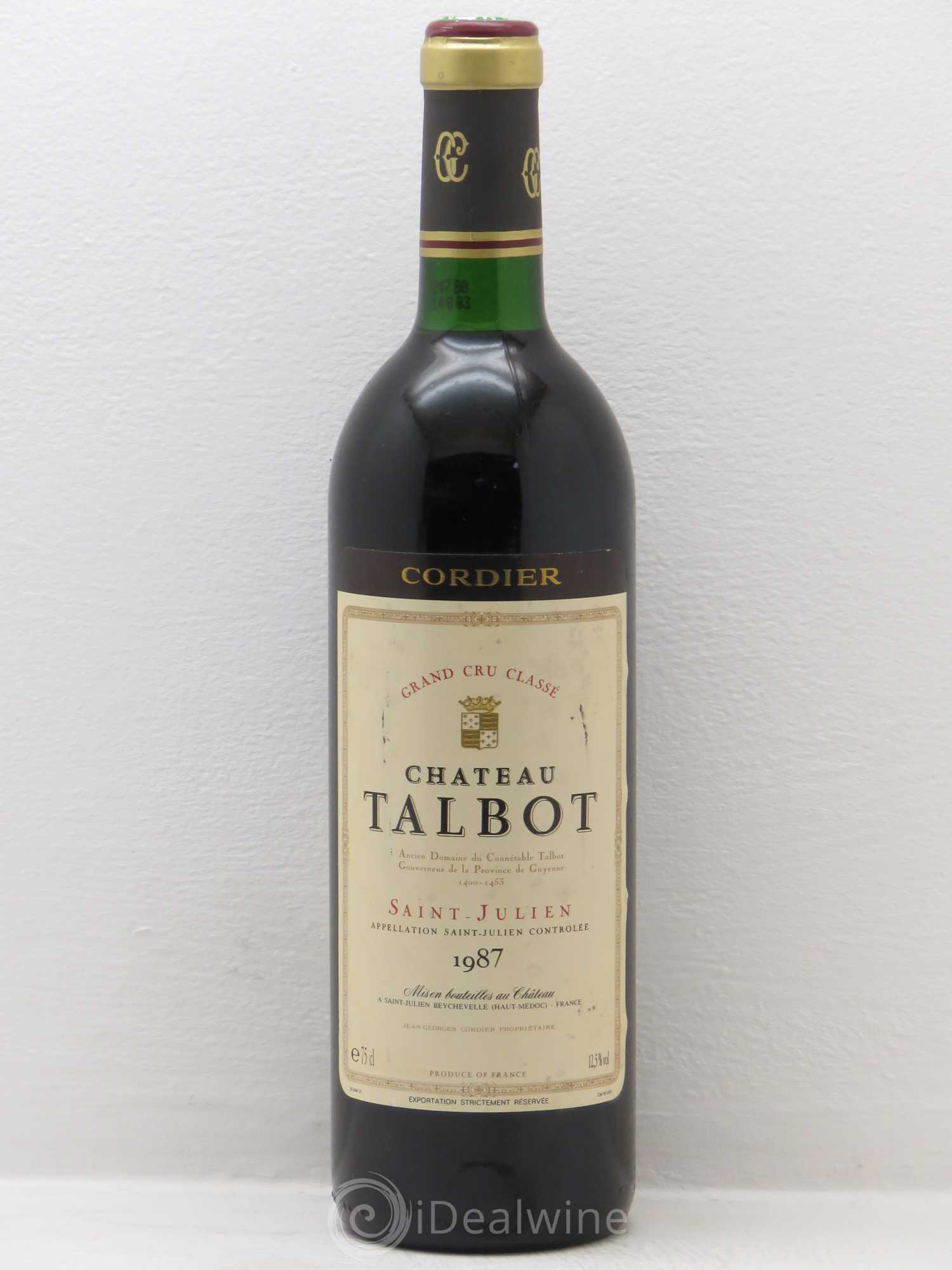 Château Talbot 4ème Grand Cru Classé 1987 - Lot de 1 bouteille - 0