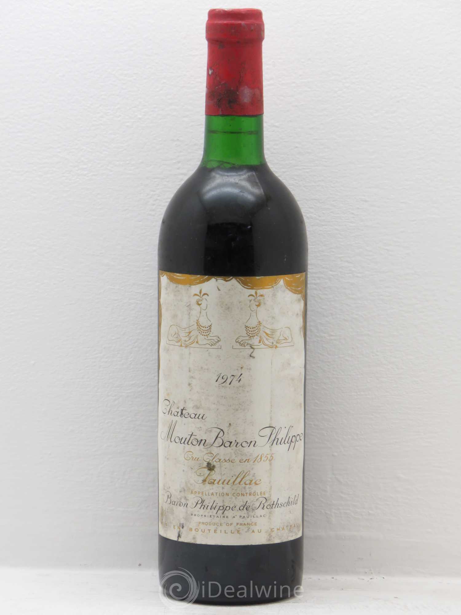 Château d' Armailhac - Mouton Baron(ne) Philippe 5ème Grand Cru Classé 1974 - Lot de 1 bouteille - 0