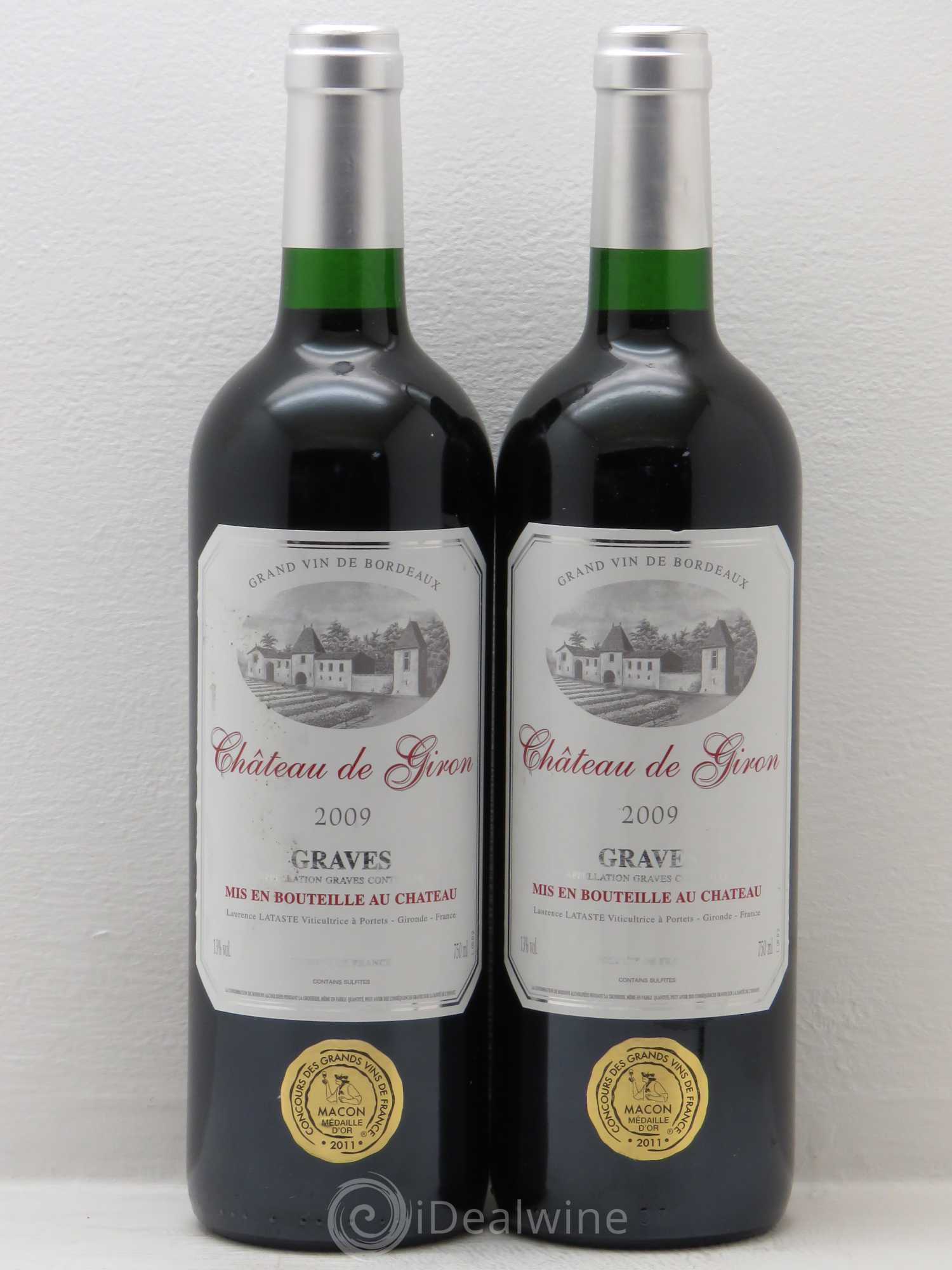Graves Château de Giron (sans prix de réserve) 2009 - Posten von 2 Flaschen - 0